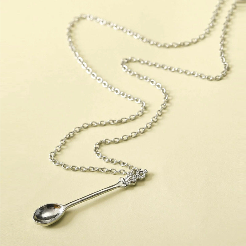 Antique Style Crowned Spoon Necklace