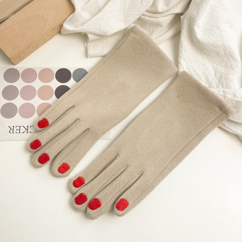 Schiap Style Painted Fingernails Embroidered Gloves (Some with Rings!)