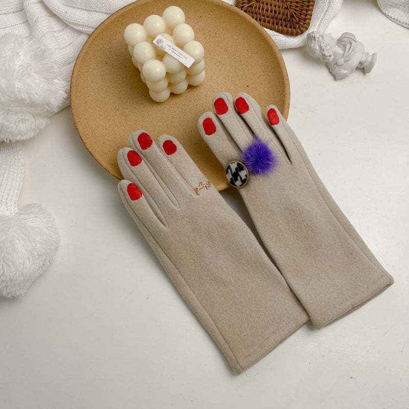Schiap Style Painted Fingernails Embroidered Gloves (Some with Rings!)