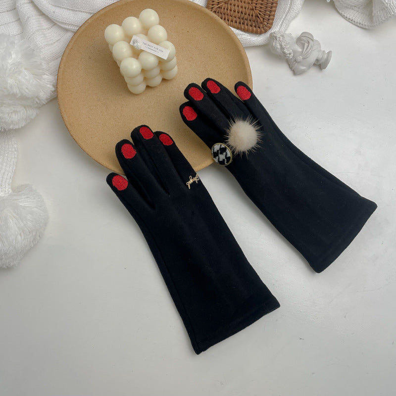Schiap Style Painted Fingernails Embroidered Gloves (Some with Rings!)