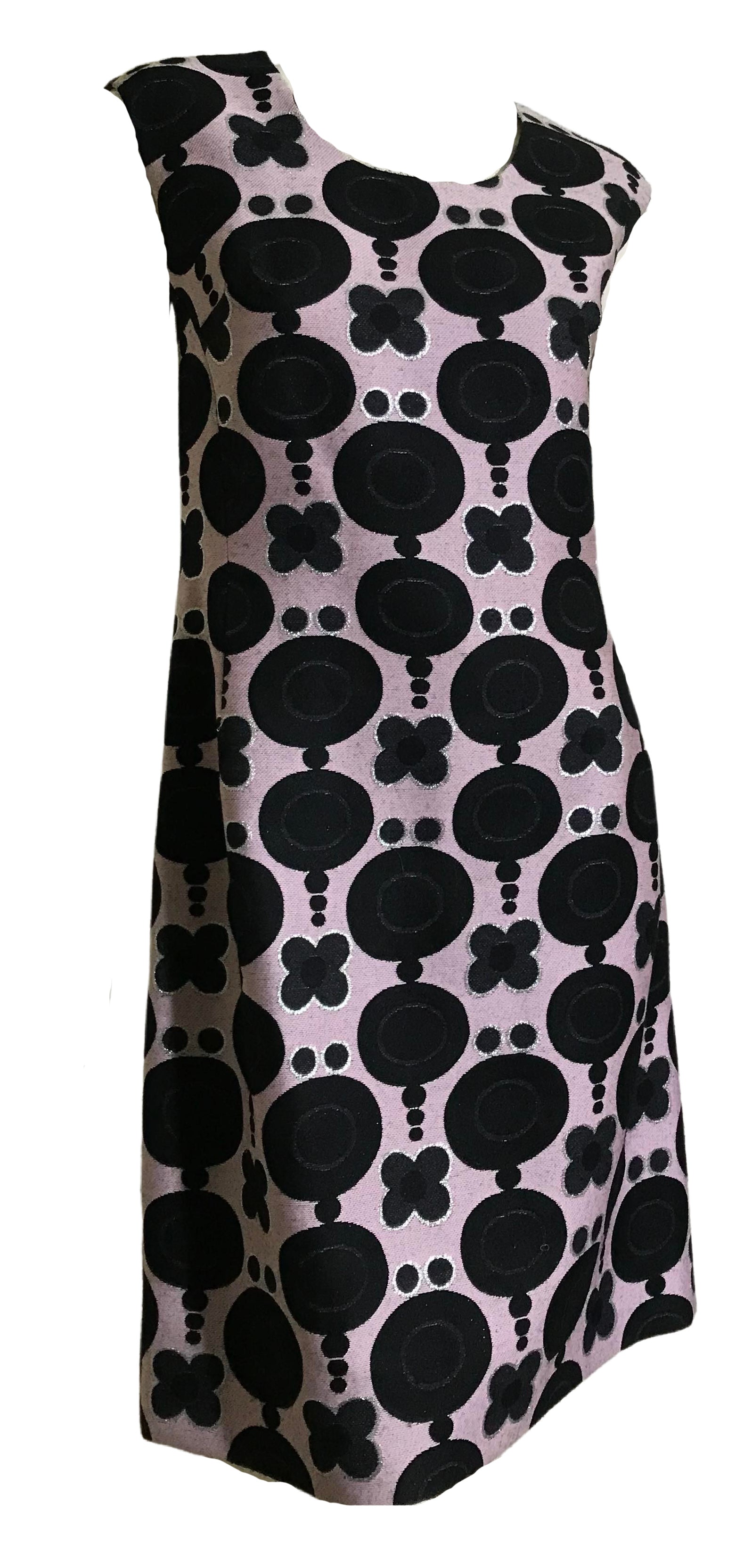 Pink SILVER and Black Glam Mod Cocktail Dress circa 1960s Pink SILVER and Black Glam Mod Cocktail Dress circa 1960s
