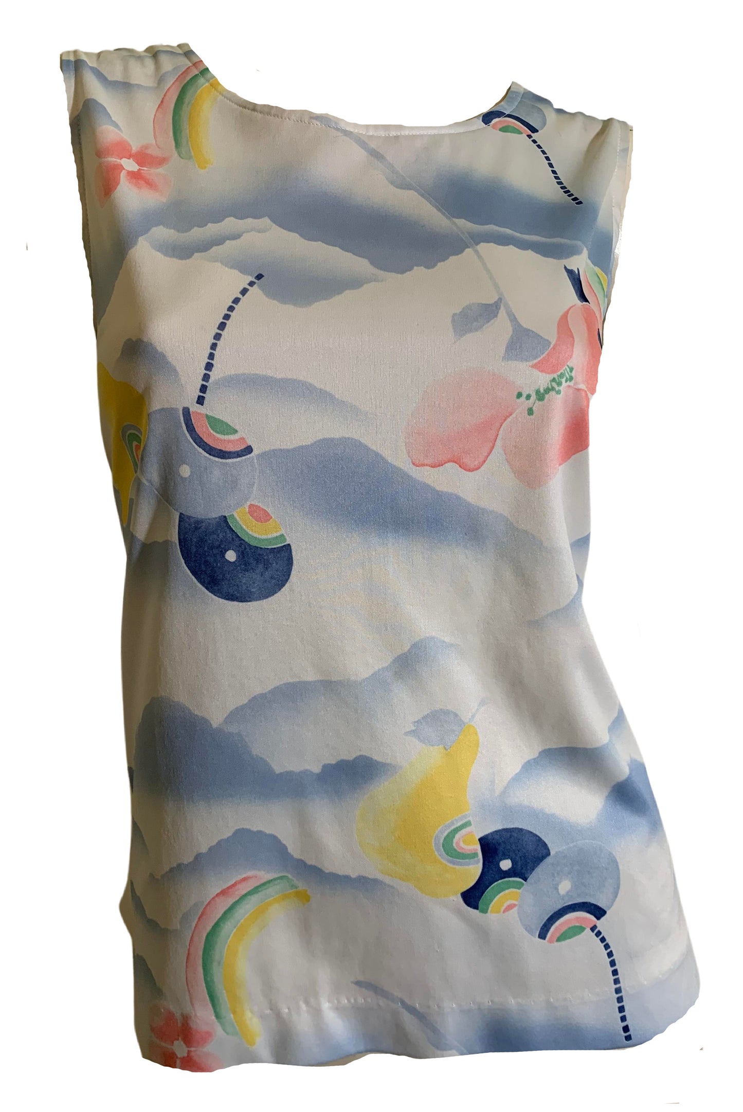 Rainbows and Fruit Novelty Print Tank Top circa 1970s