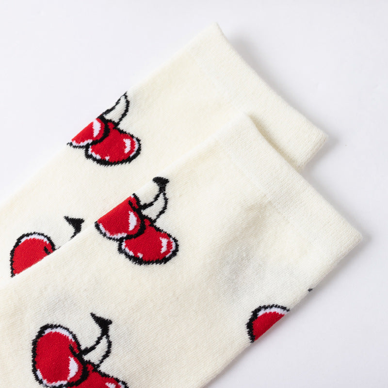 Summery Sweet Cherry Design Ankle Socks 4 Styles