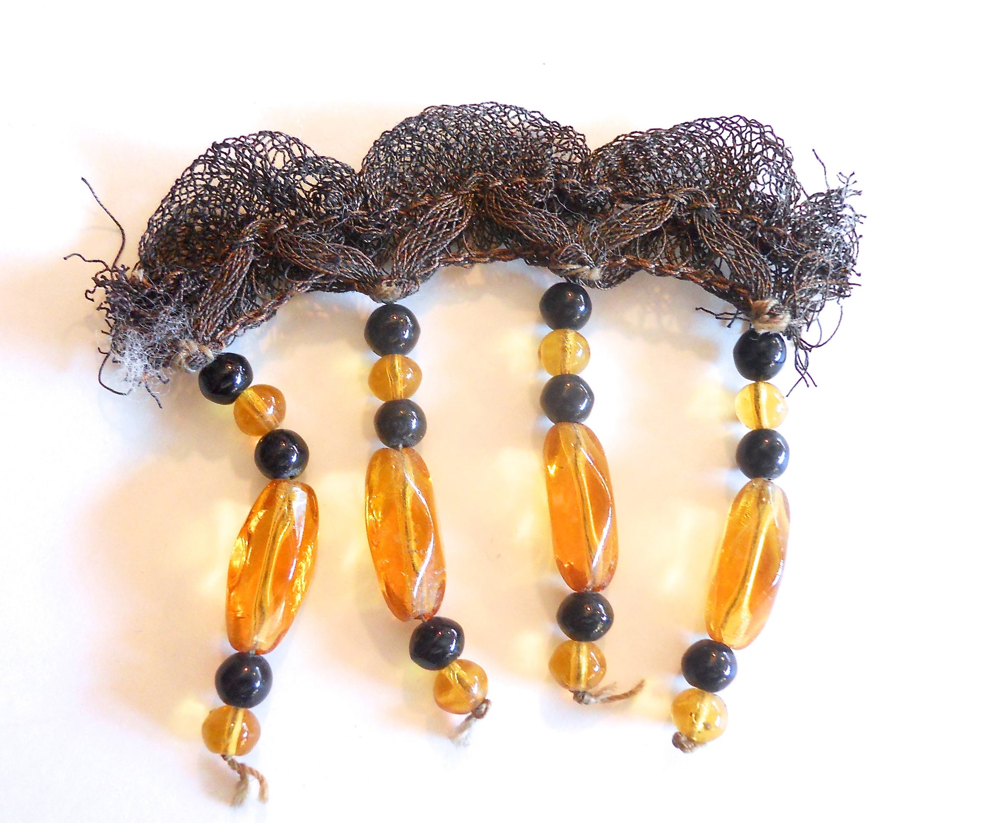 Fringed Beaded Metallic 1920s Dress or Hair Accent