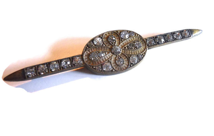 Elegant Rhinestone Dotted Mini Sash Pin circa Early 1900s