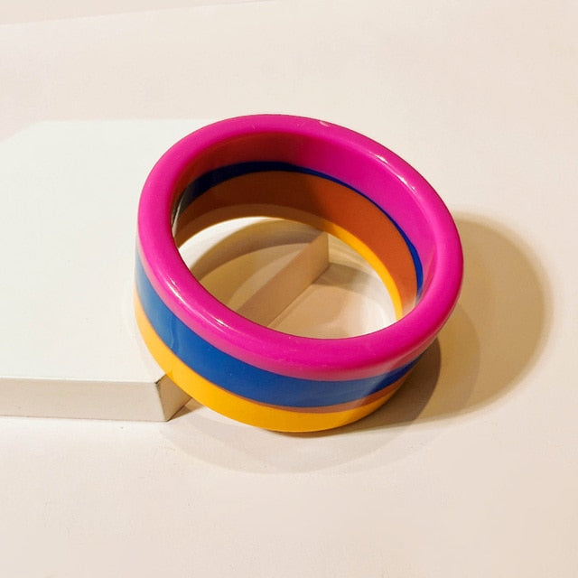 Somewhere- the Rainbow Striped Acrylic Bangle Bracelet 6 Colors