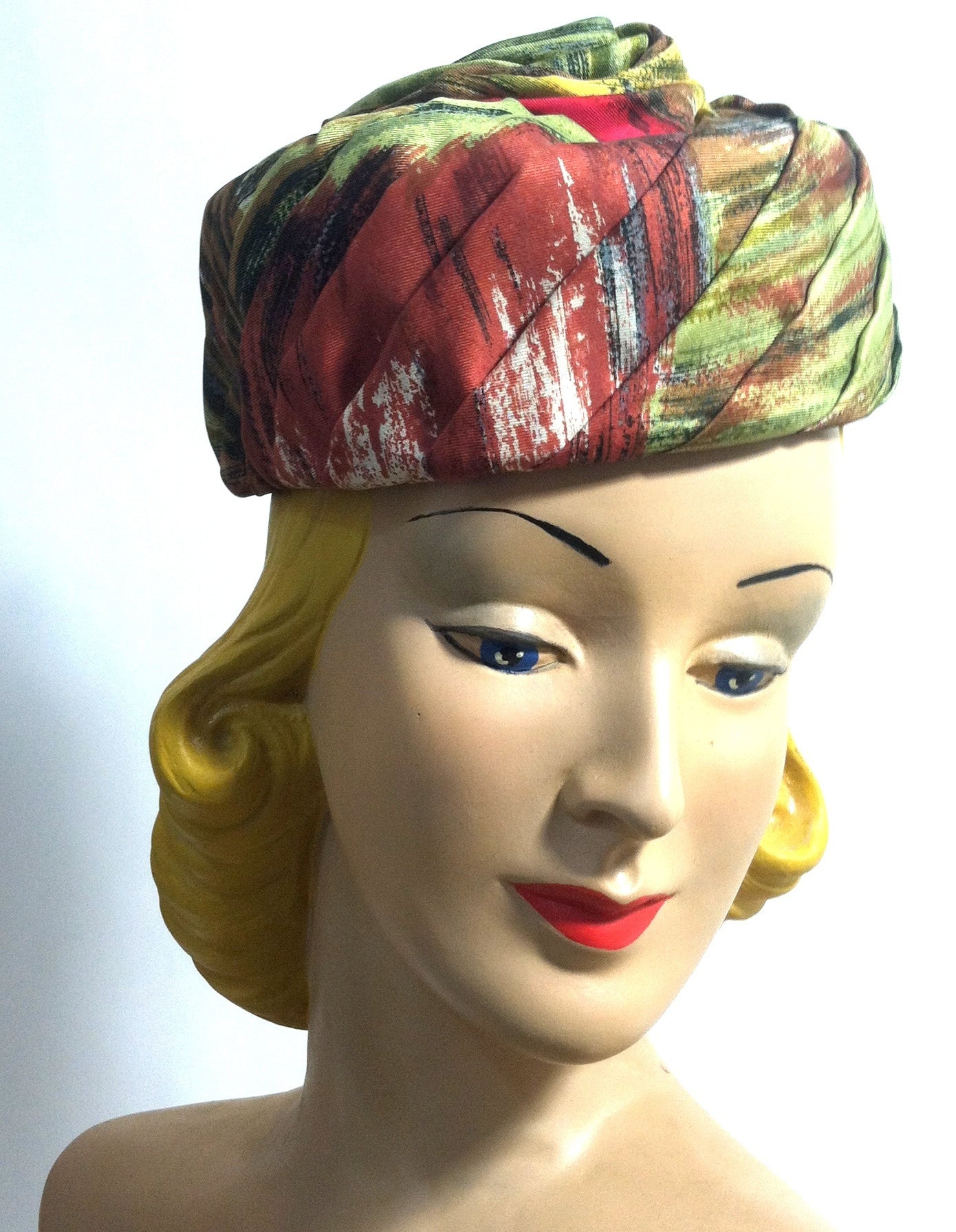 Vintage 60s Folded Silk Multi-Colored Hat Psychedelic 60s - Bucket Hat Fashion Sun Cap Outdoor Hat  main image 2