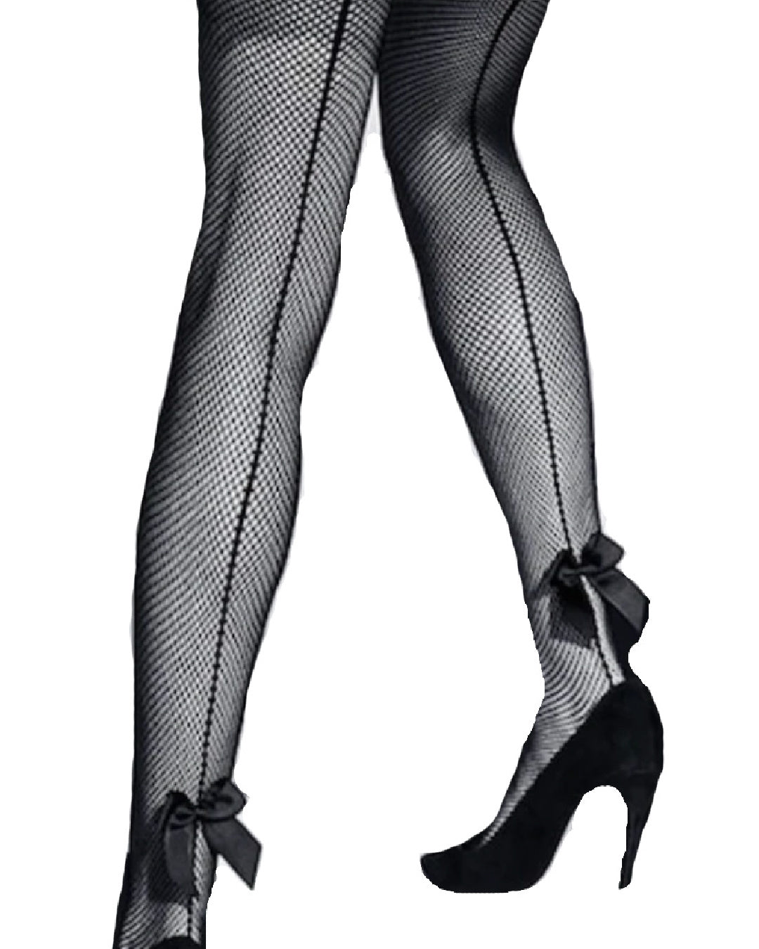 Elvgren- the 1940s Style Fishnet Pantyhose with Ankle Bows and