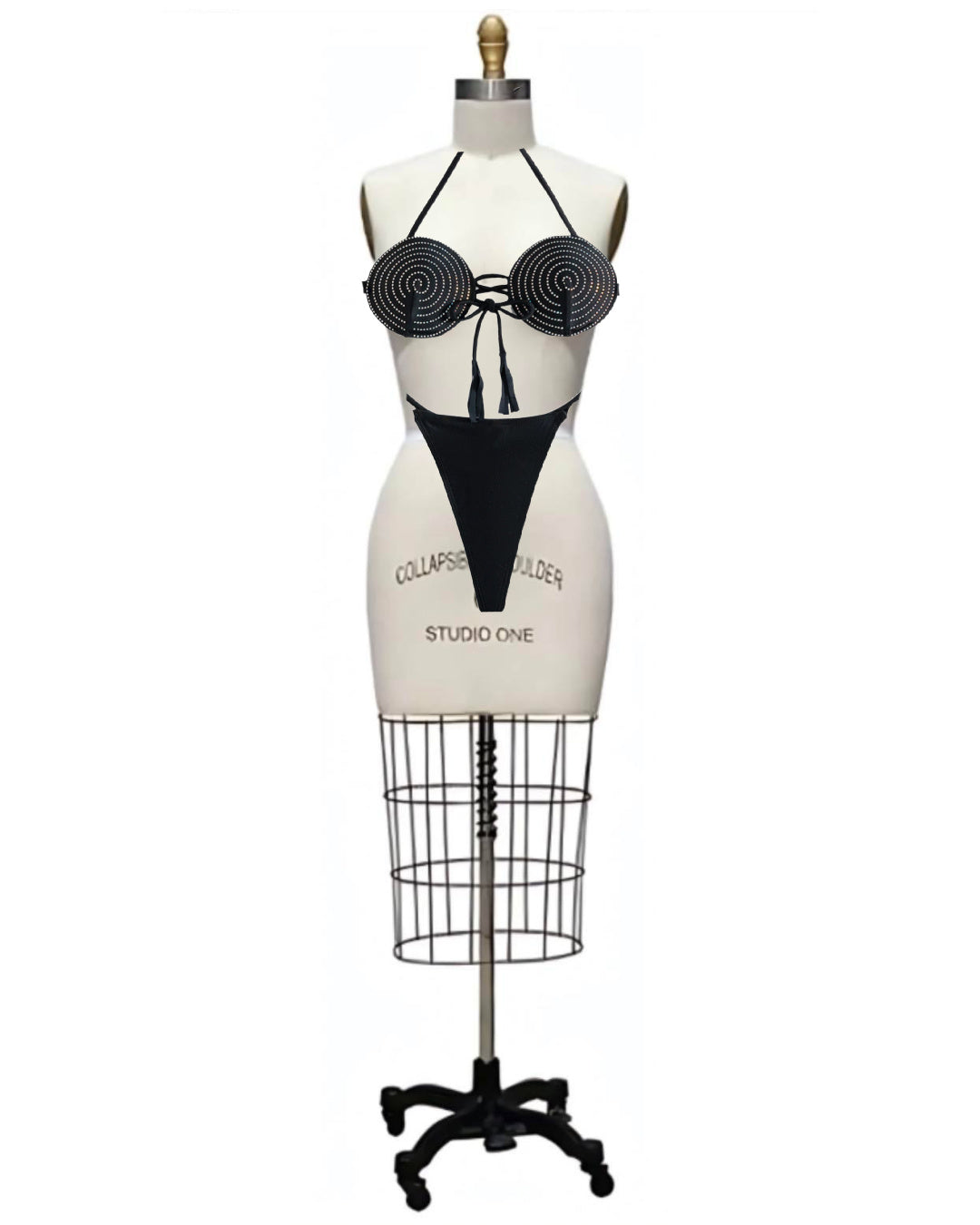 Material Girl- the Cone Bra Top with Rhinestones 2 Pc Swimsuit