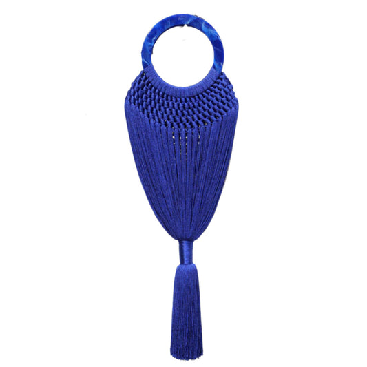 Drop- the Fringe Tasseled Acrylic Hoop Handle Handbag 5 Colors 3 Sizes
