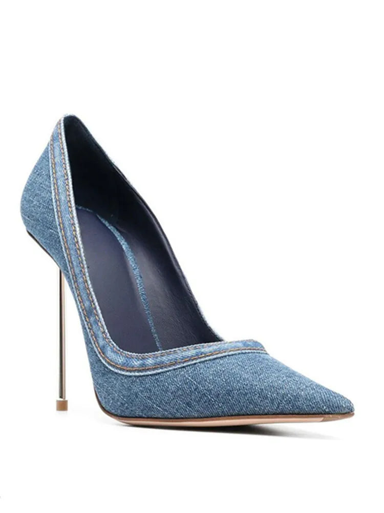 Kickers- the Denim Sling Back (or Closed Heel) Stiletto Heel Shoes