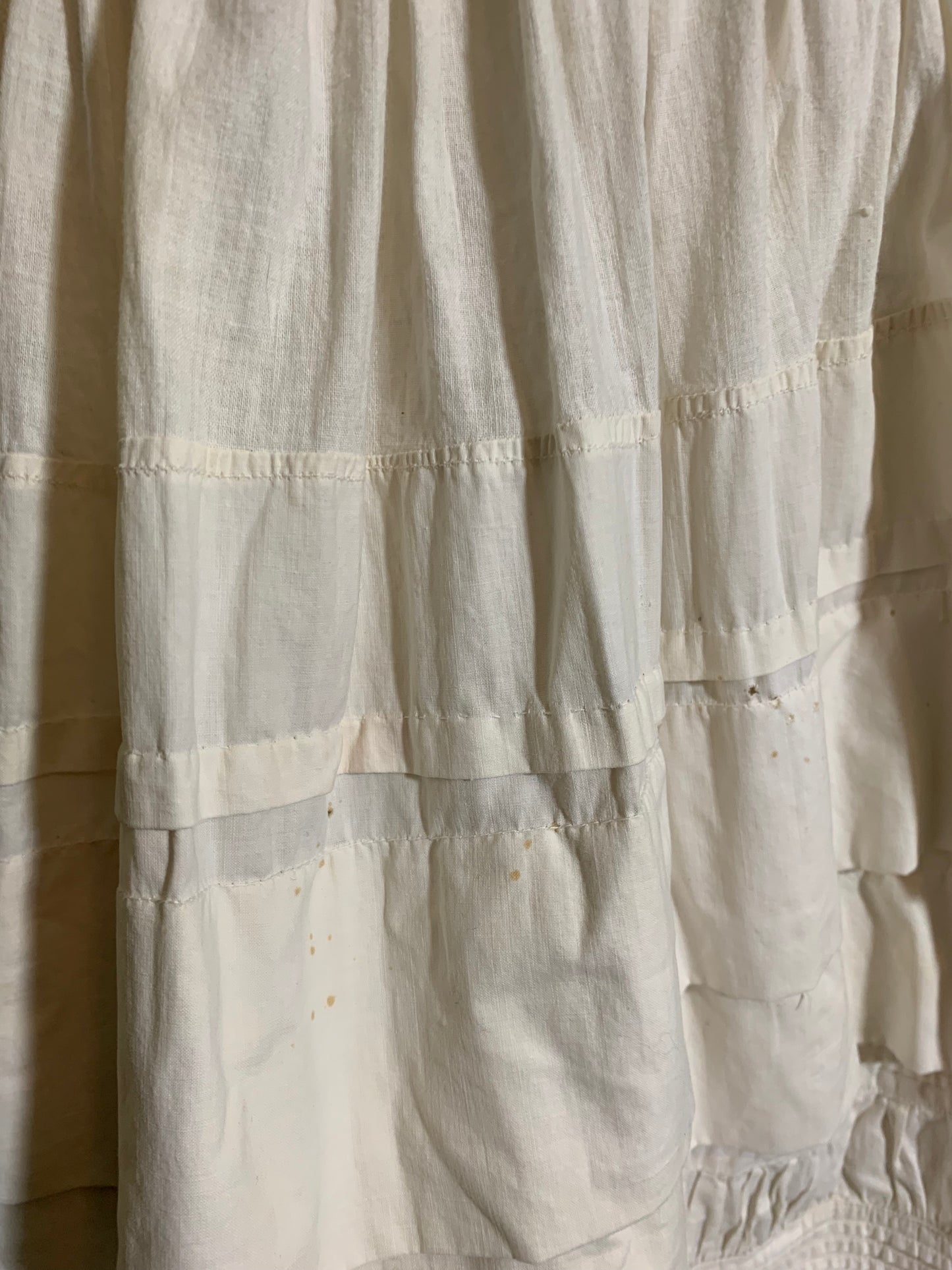 Ruffled and Embroidered Short White Cotton Petticoat circa 1890s