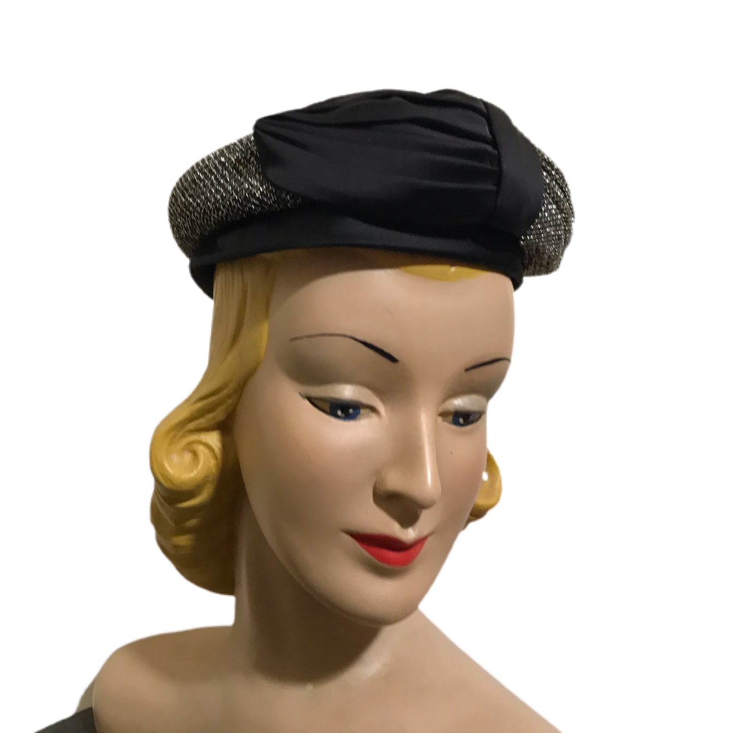 Rainbow Lurex and Bronze Satin Pill Box Hat circa 1960s