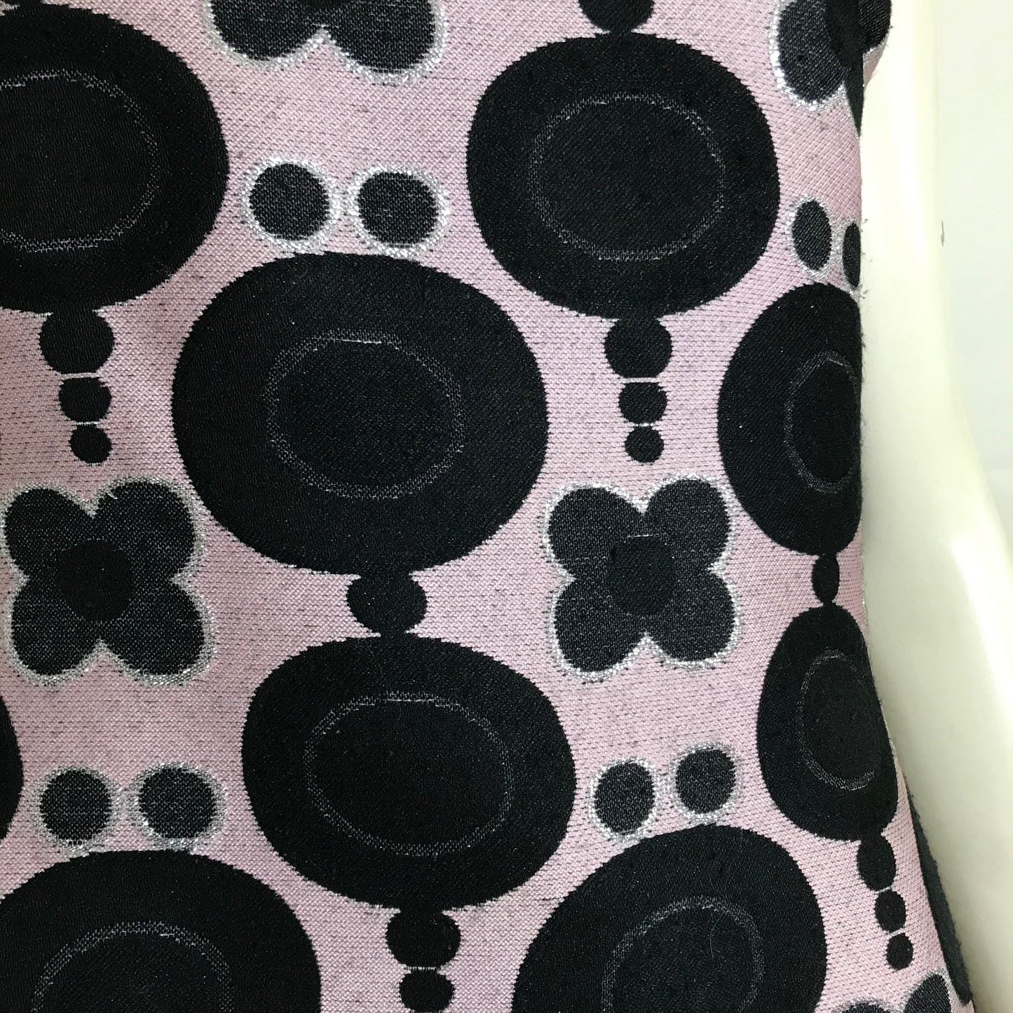 Pink SILVER and Black Glam Mod Cocktail Dress circa 1960s