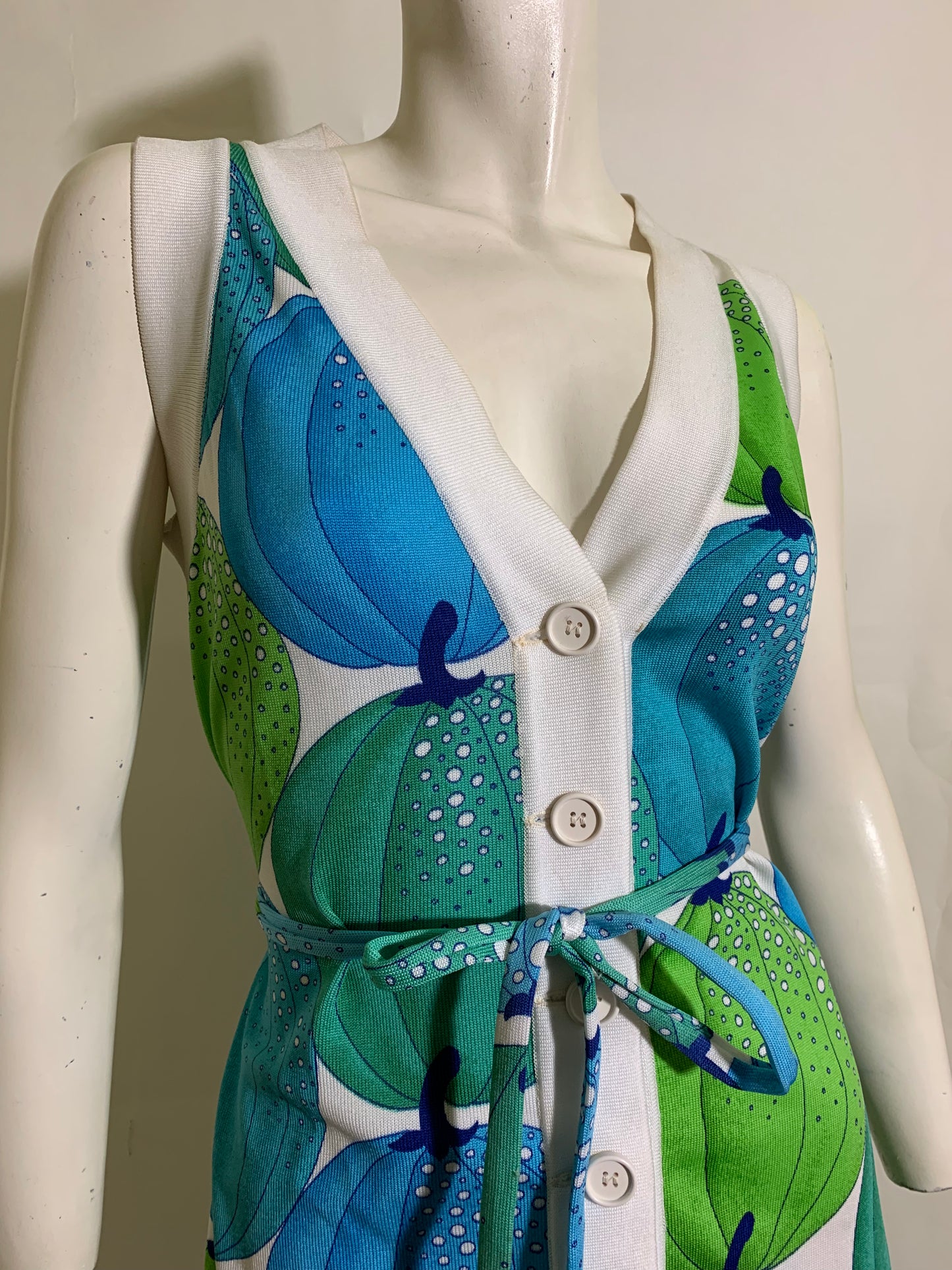 Fantasy Blue & Green Pumpkin Novelty Print Dress circa 1960s