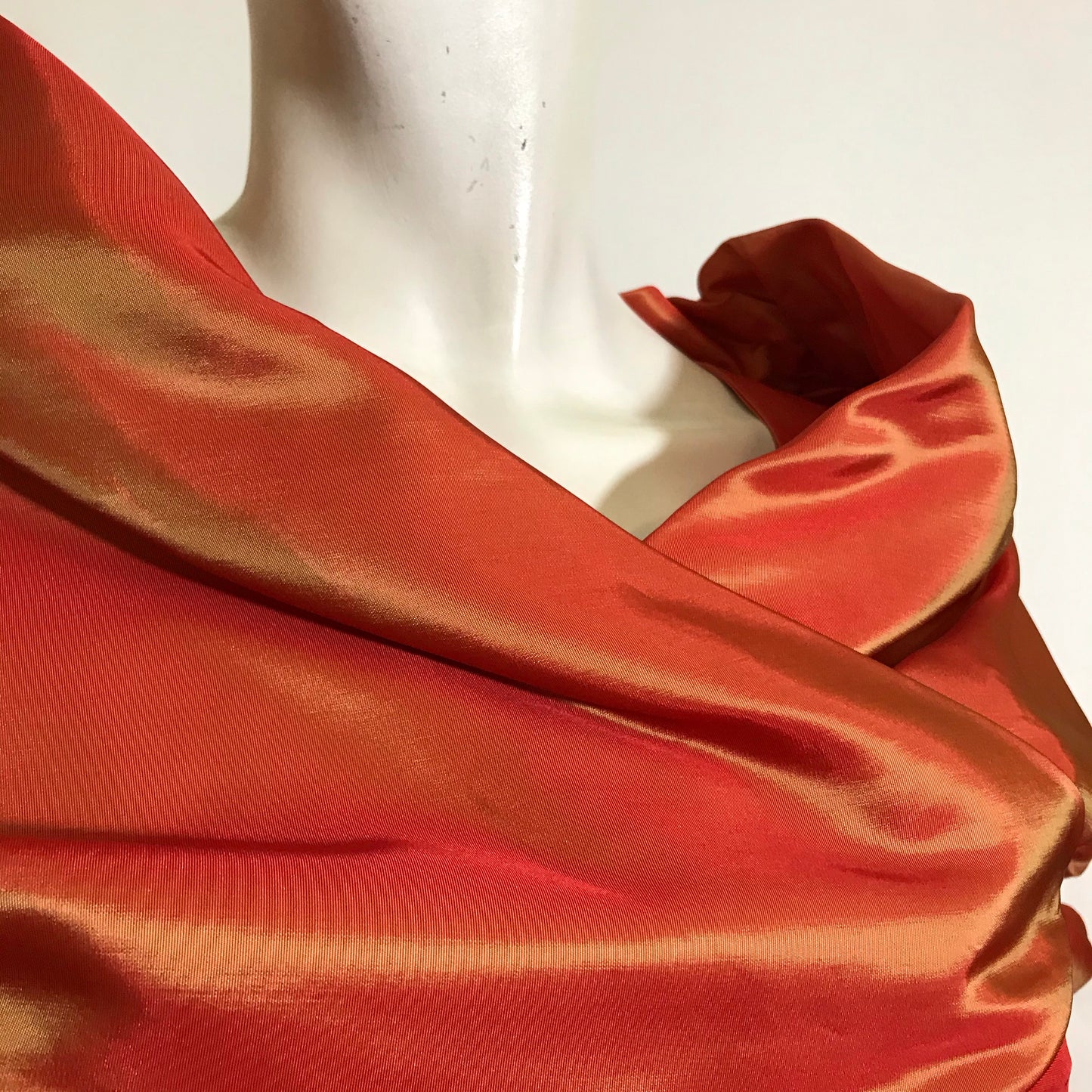 RESERVED Iridescent Tangerine Silk Taffeta Full Skirt Cocktail Dress circa 1940s