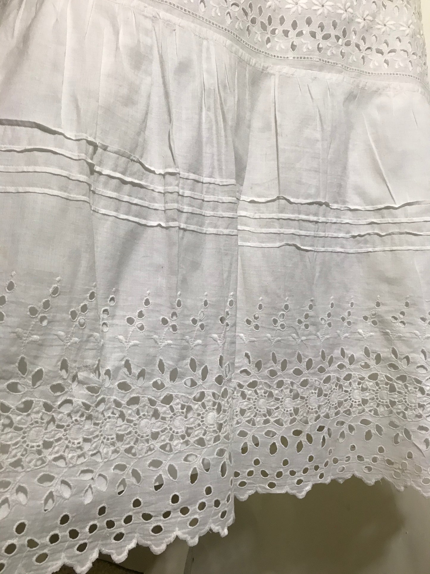 Eyelet Lace Trimmed White Cotton Petticoat circa 1890s