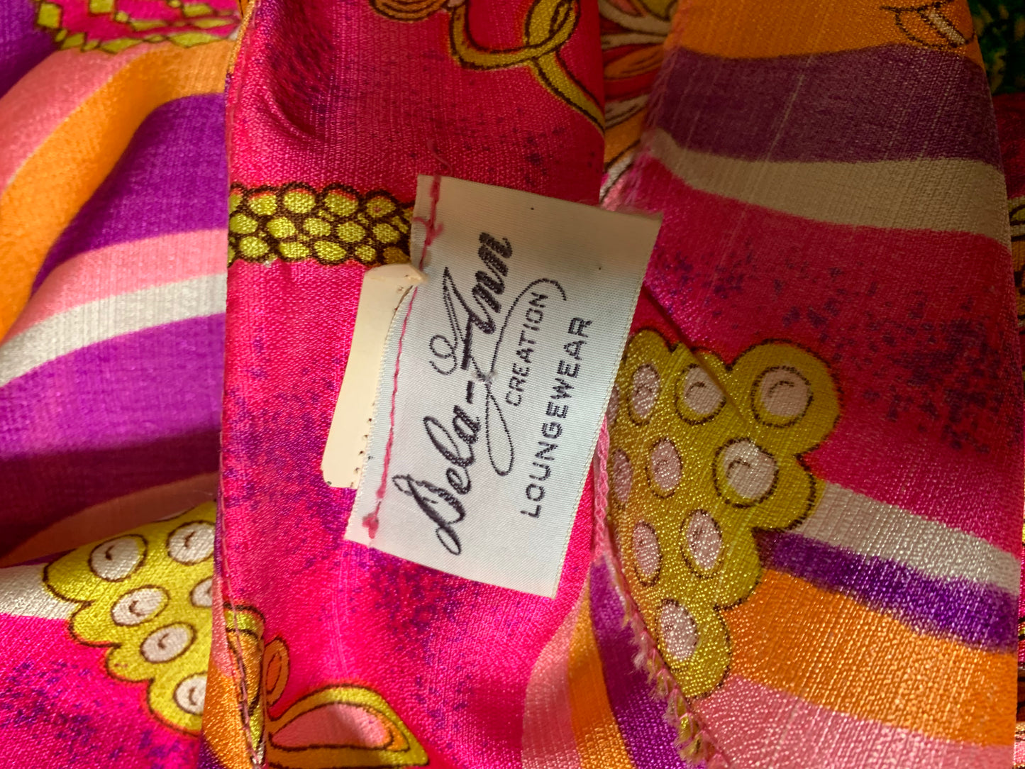 Novelty Glam Jewelry Print Lounge Dress circa 1960s