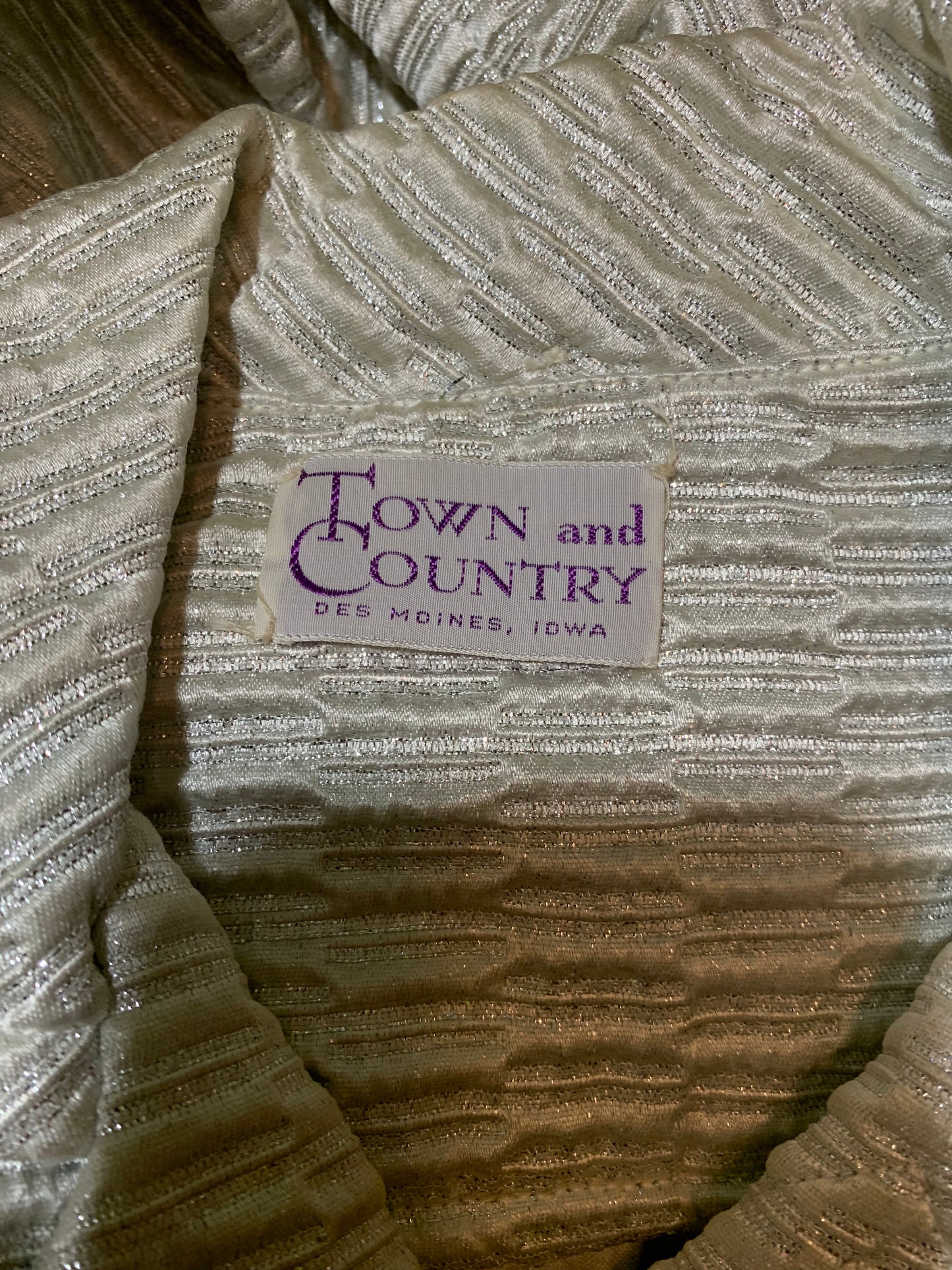 Sophisticated Space Age Silver Metallic Shift Dress with Rhinestone Buttons circa 1960s