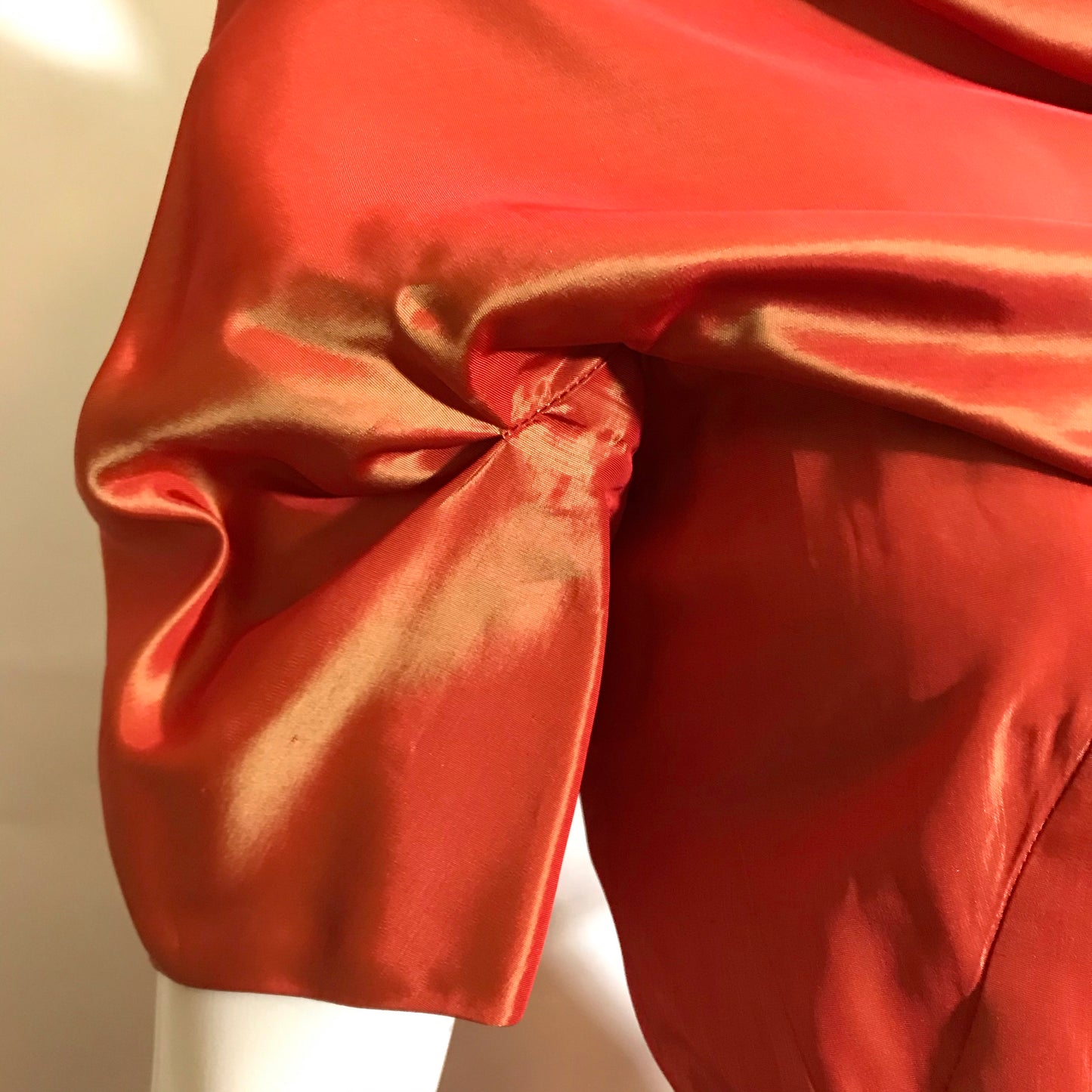 RESERVED Iridescent Tangerine Silk Taffeta Full Skirt Cocktail Dress circa 1940s