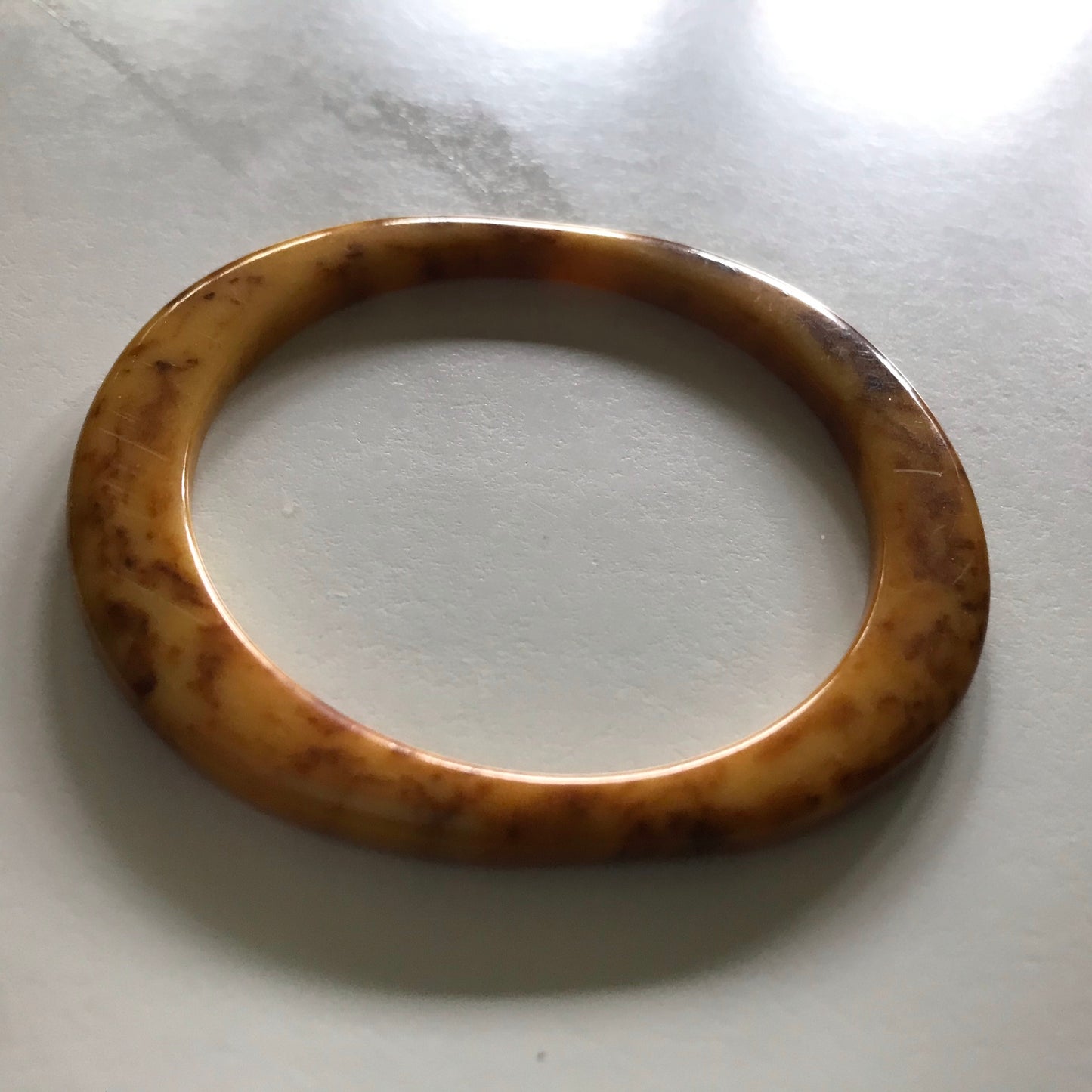 Marbled Butterscotch Bakelite Bracelet circa 1940s