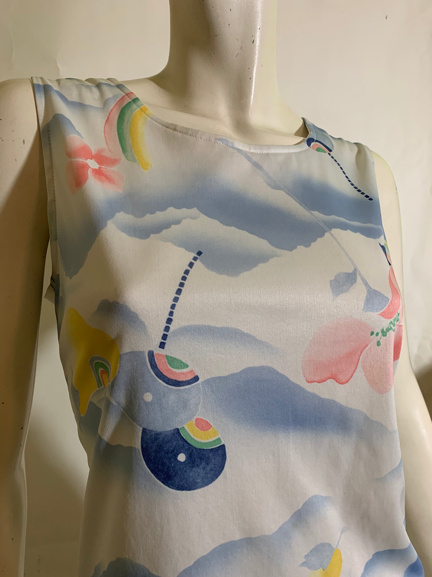 Rainbows and Fruit Novelty Print Tank Top circa 1970s