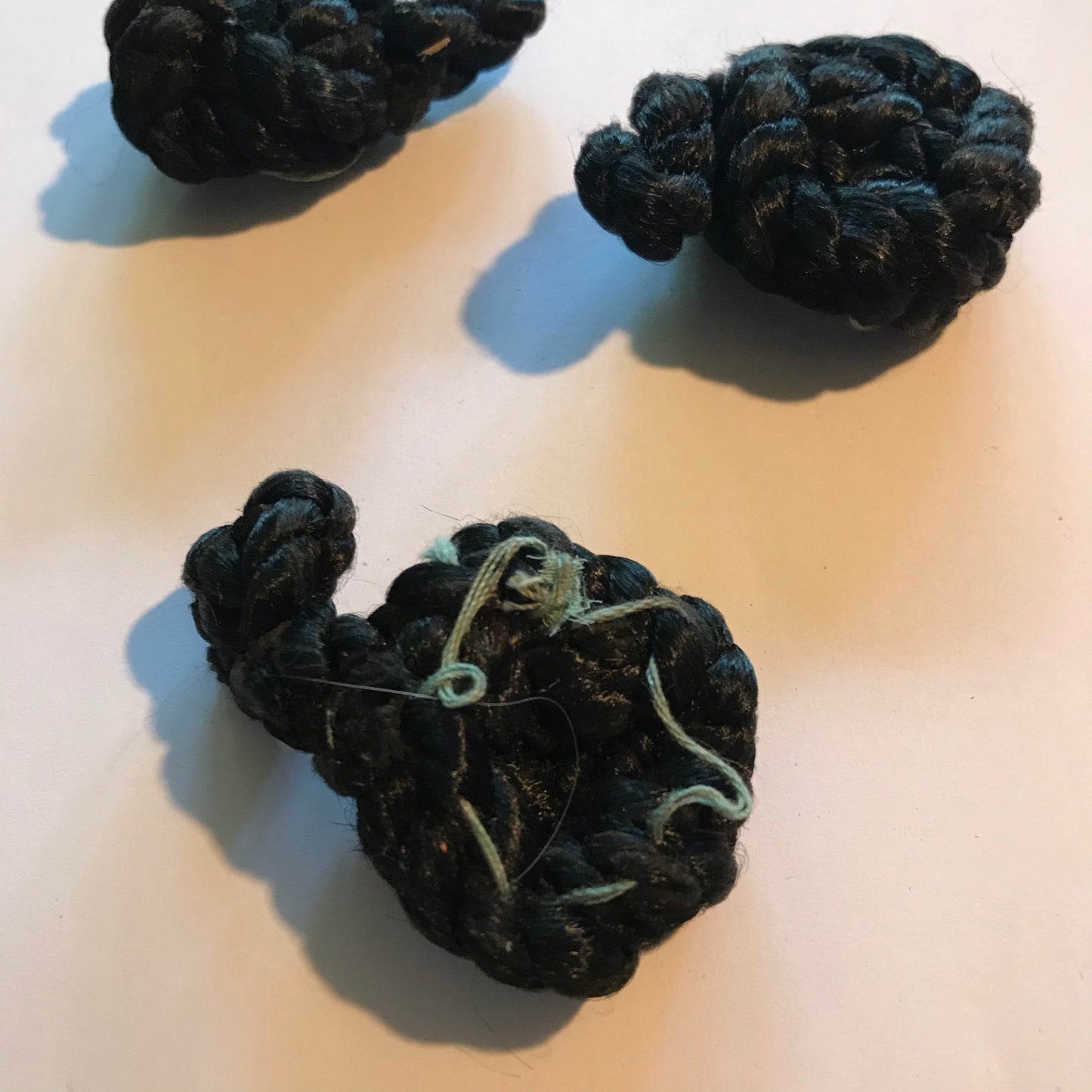 Set Three Silk Braid Buttons with Loops circa 1910s