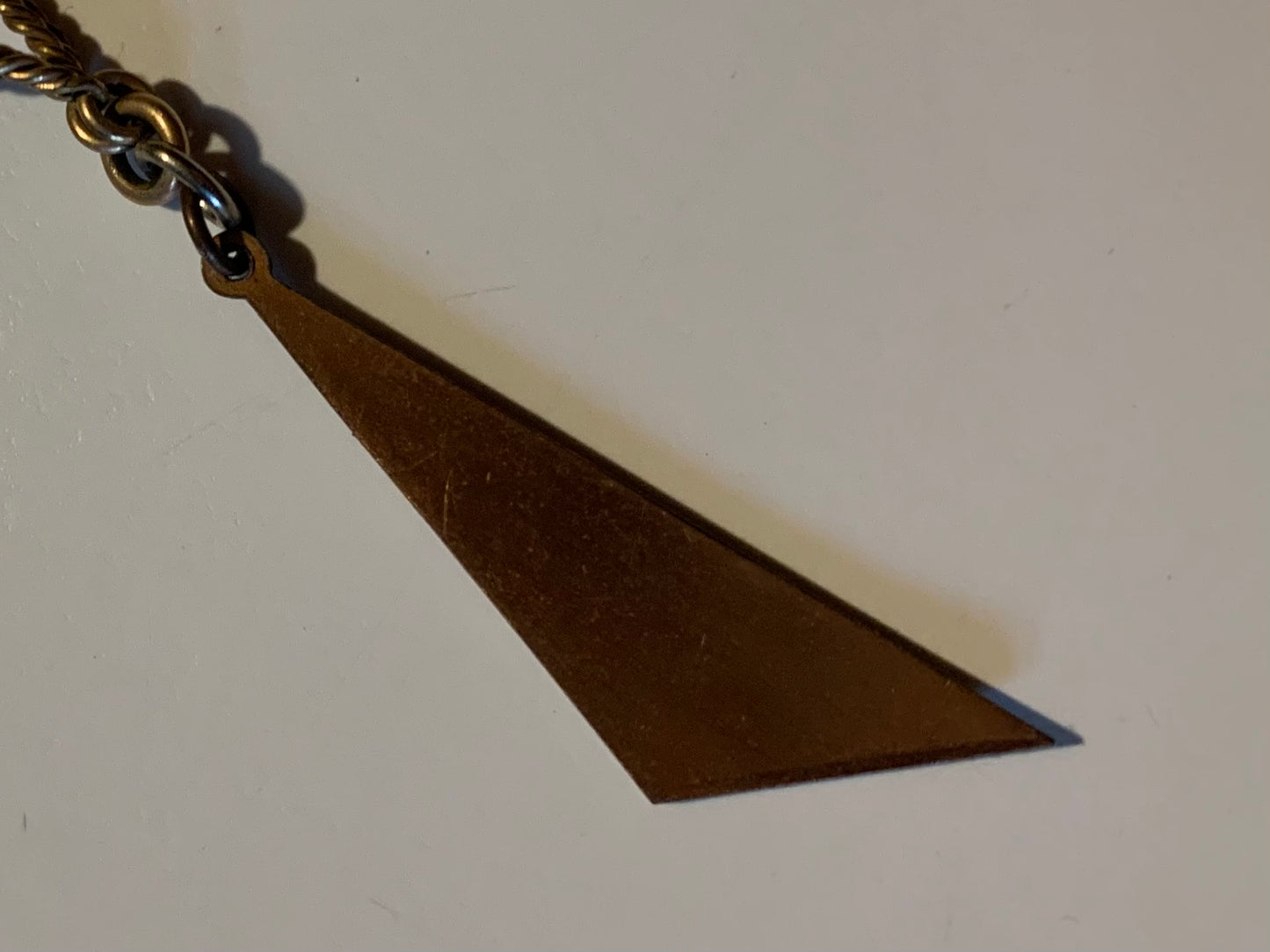 Syrup Brown Angular Geometric Enameled Copper Pendant and Chain Necklace