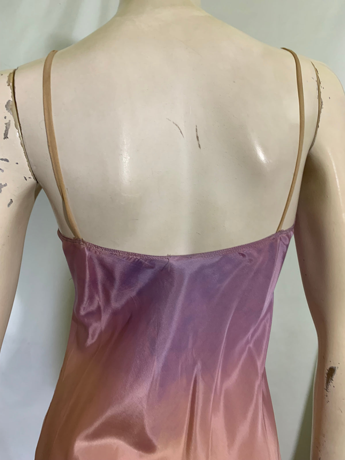 Ombré Dyed Violet and Pink Taffeta Slip Dress circa 1930s