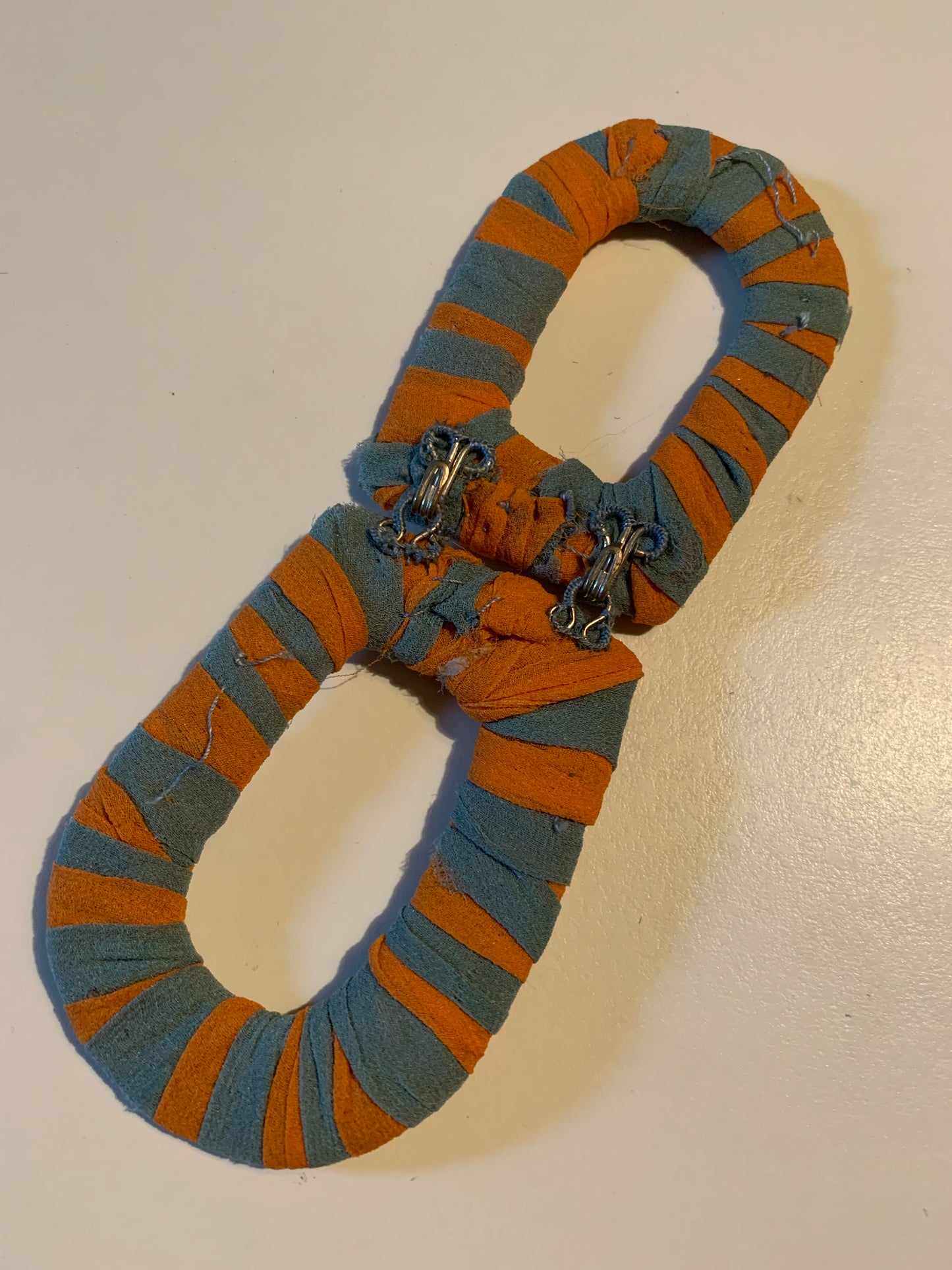Orange and Blue Silk Striped Belt Buckle circa 1930s