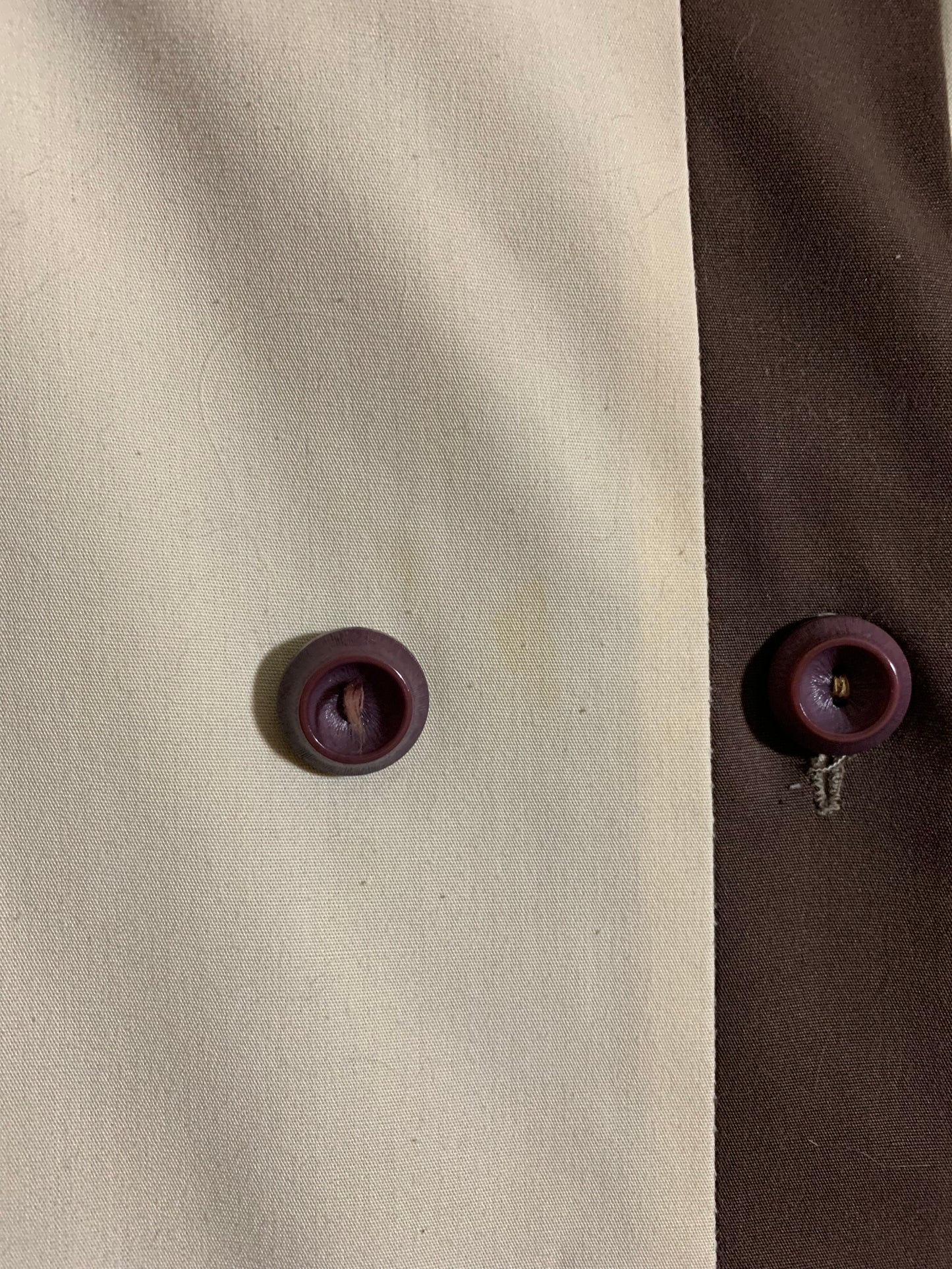 Chic High Collar Cocoa and Tan Poplin Spring or Fall Coat circa 1960s