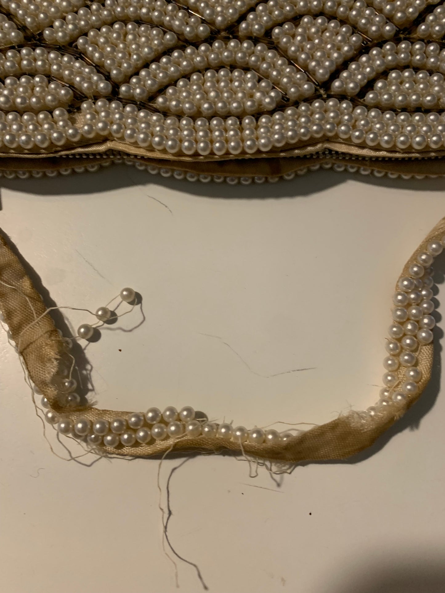 Glamorous Faux Pearl and Silver Bead Handbag circa 1960s