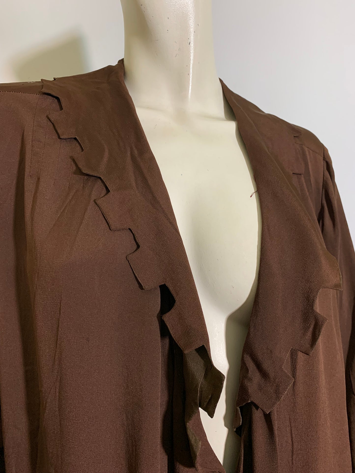 Cinnamon and Brown Silk and Velvet Dress circa 1920s as is