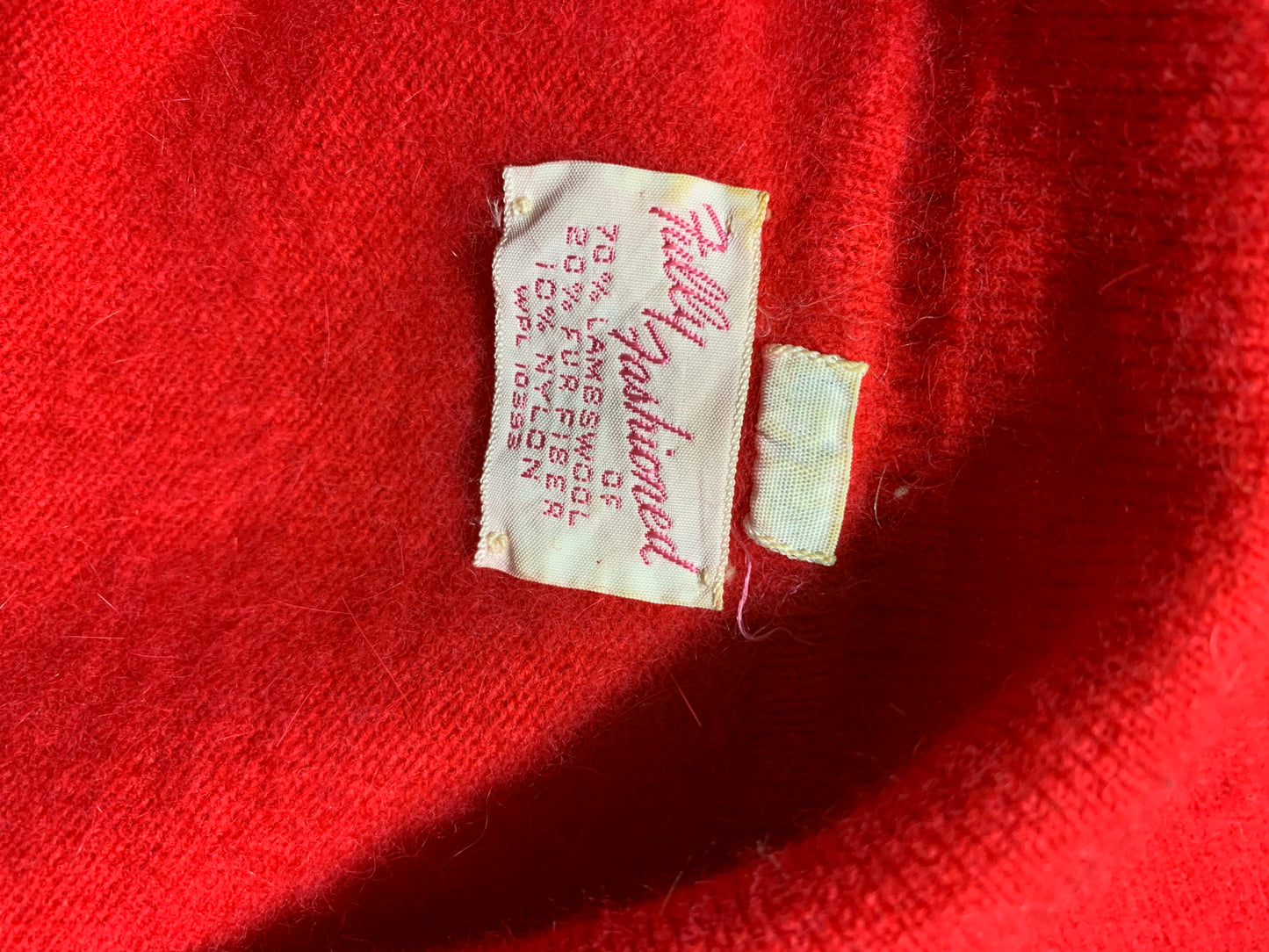 RESERVED Melon Red Wool Fur Blend Collared Sweater circa 1960s