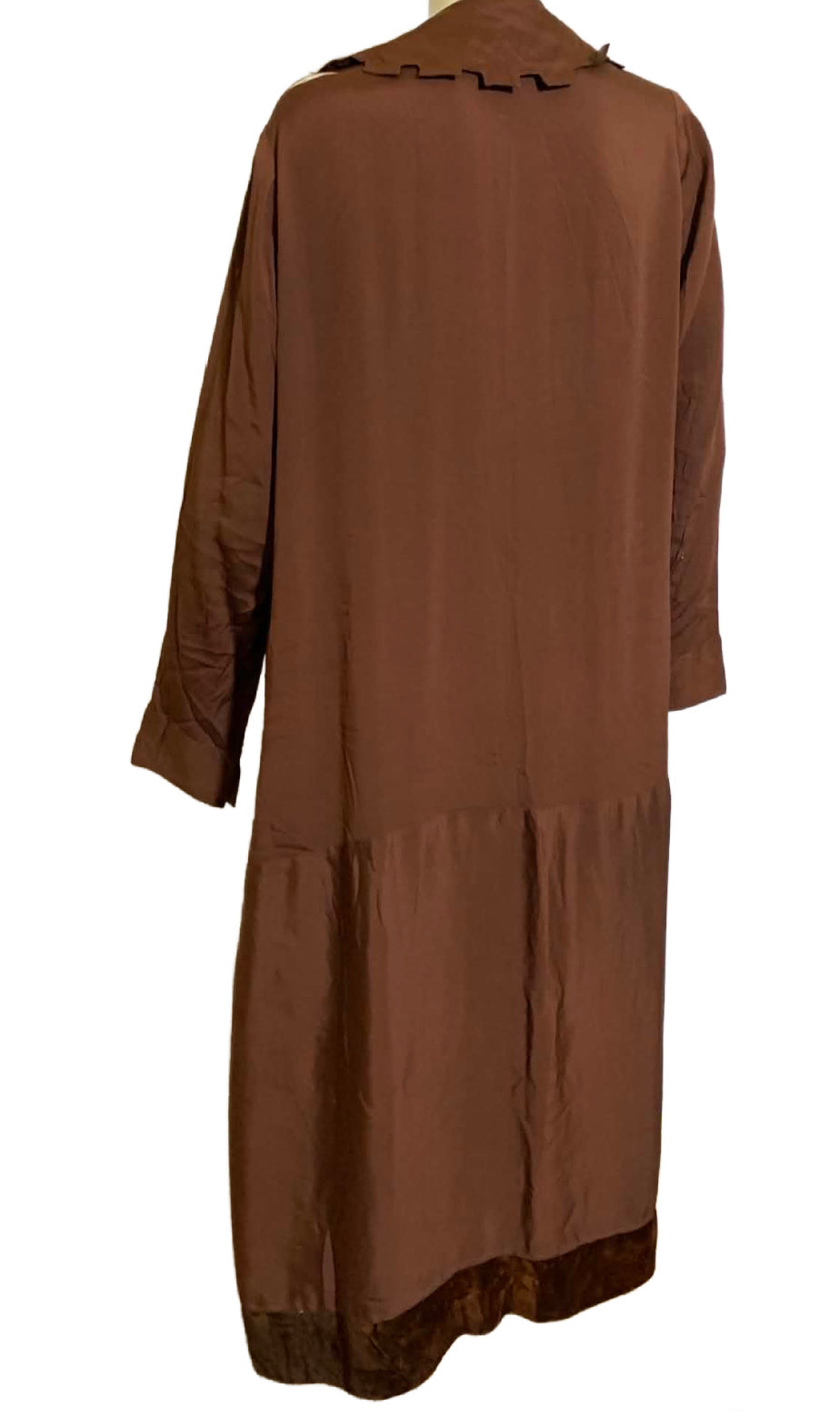Cinnamon and Brown Silk and Velvet Dress circa 1920s as is