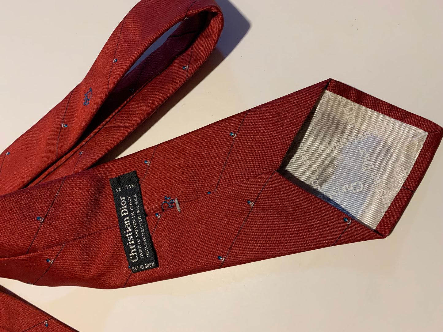 Brick Red and Blue Dior Signature Tie circa 1990s