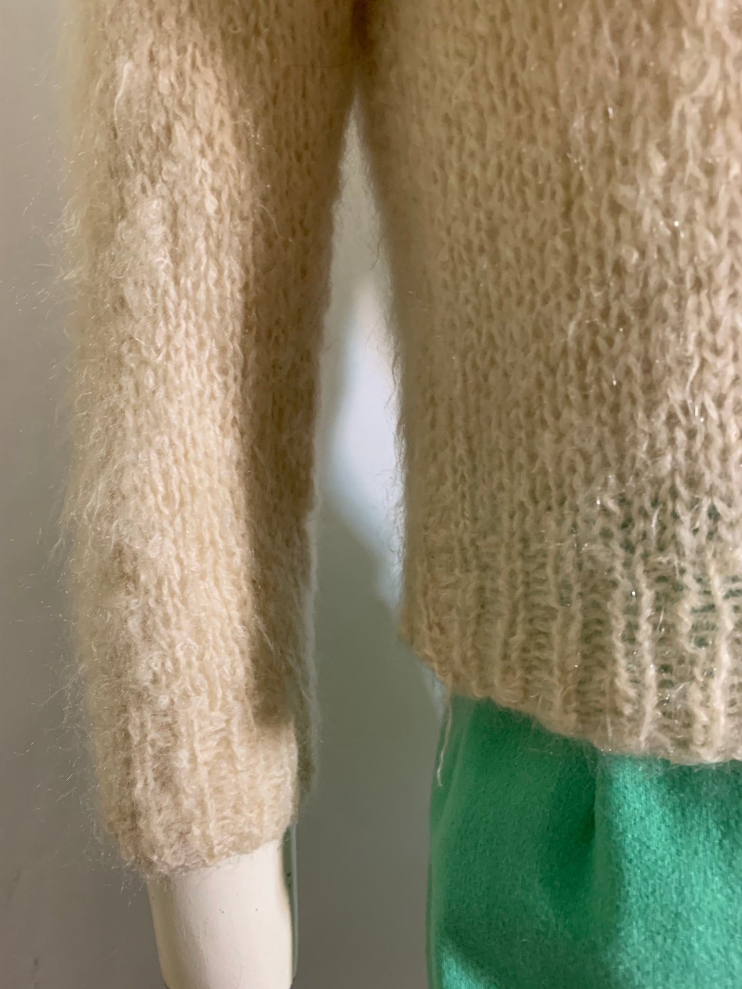 Fuzzy Ivory Button Front Sweater circa 1960s