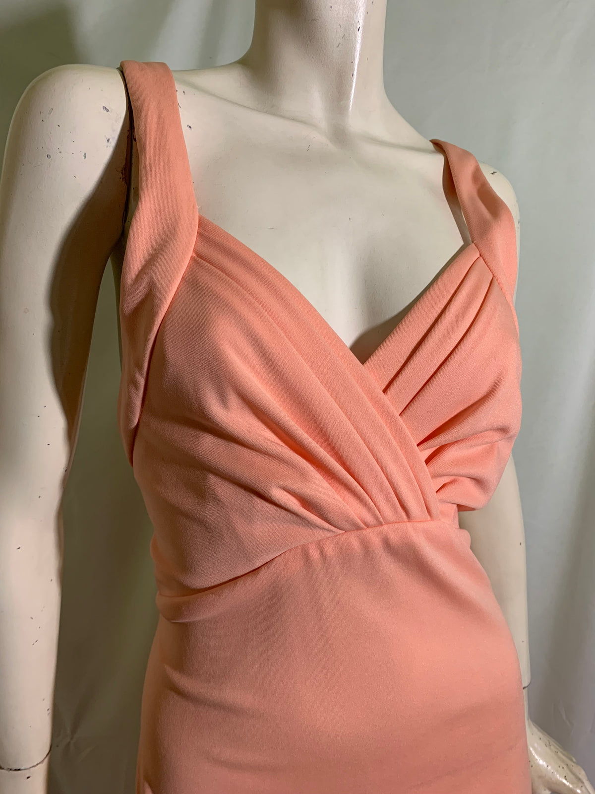 Classic Peach Poly Carrie Style Prom Dress circa 1970s
