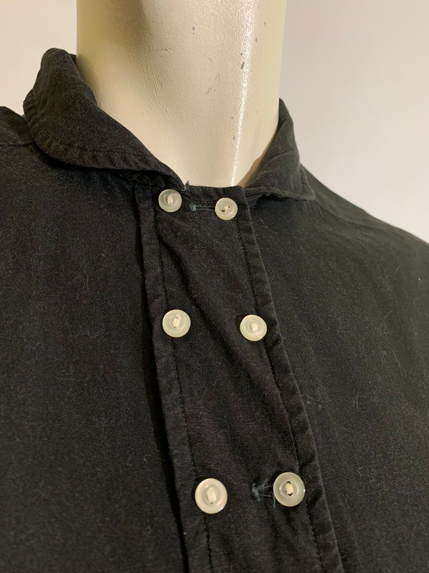 Double Button Black Sleeveless Cotton Blouse circa 1960s