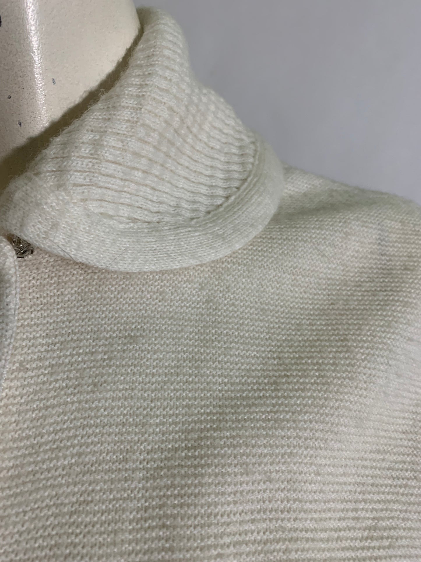 Winter White Button Front Sweater circa 1960s