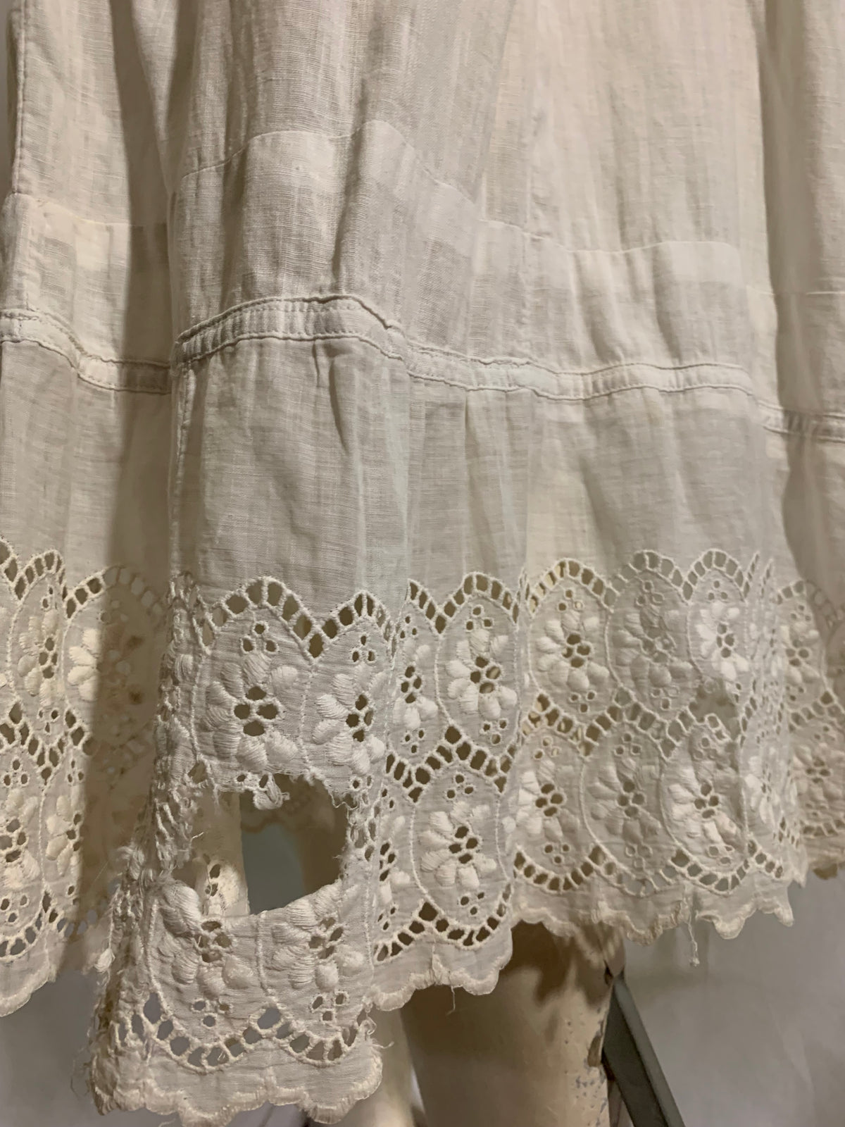 White Cotton Petticoat with Embroidery and Lace Skirt circa 1890s