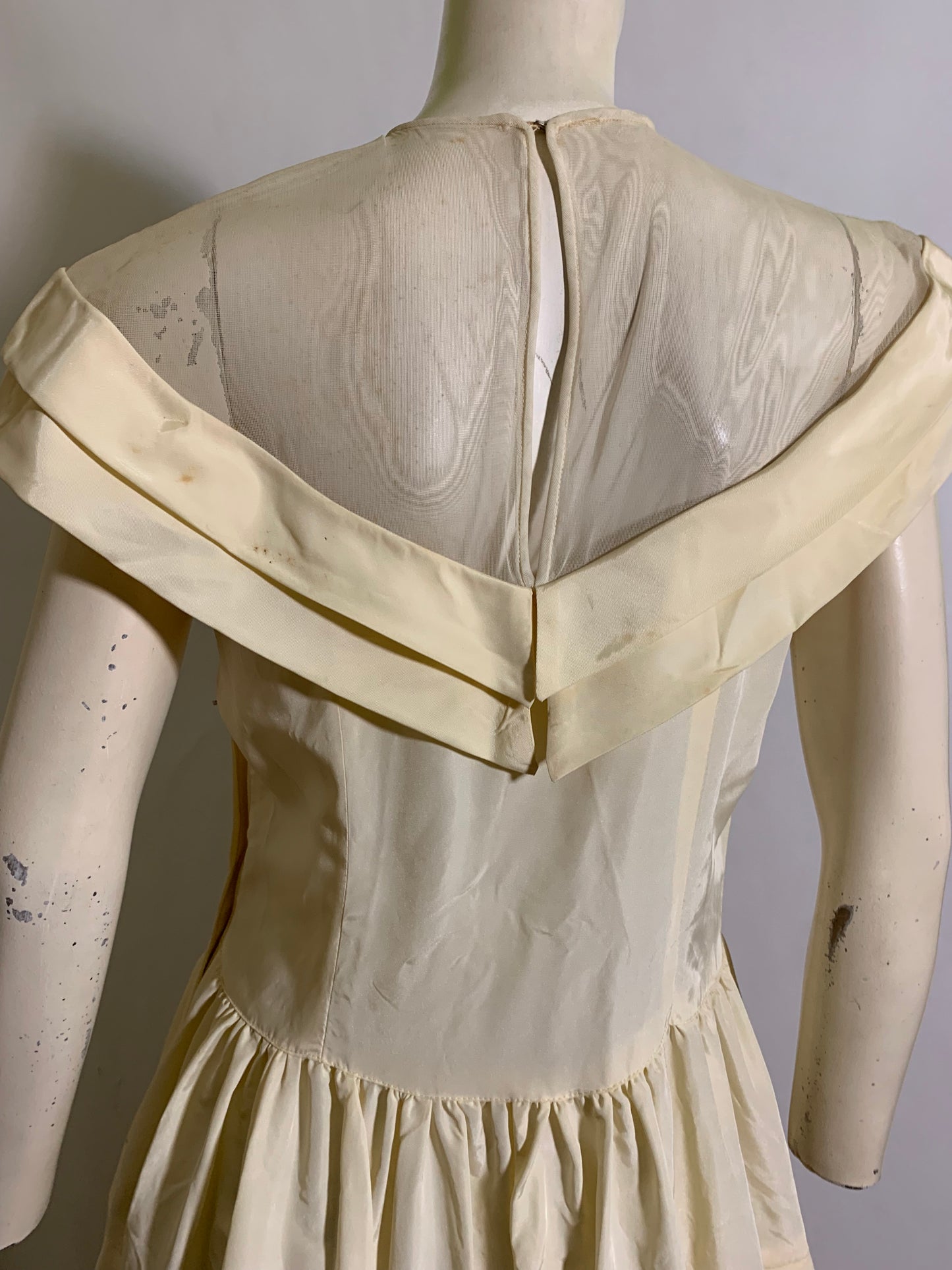 Off White High Neck Wedding Dress circa 1940s as is