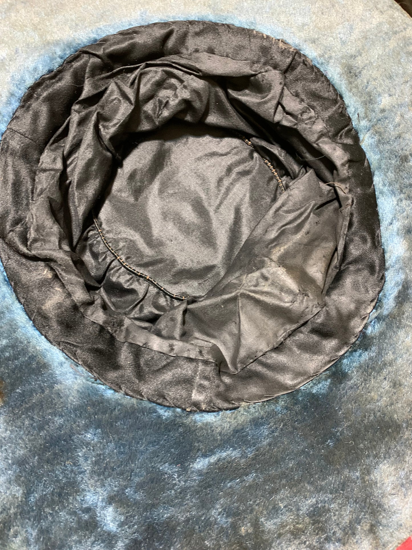 Black Velveteen Wide Brim Hat with Feather circa 1910s