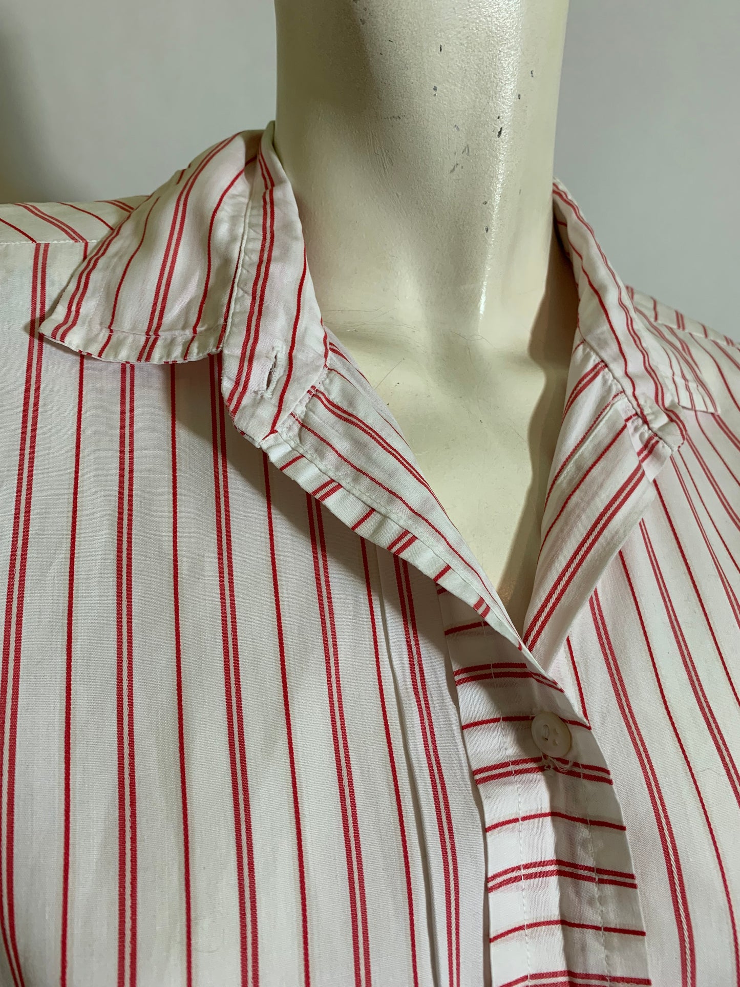 Red and White Striped Cotton Blouse circa 1960s