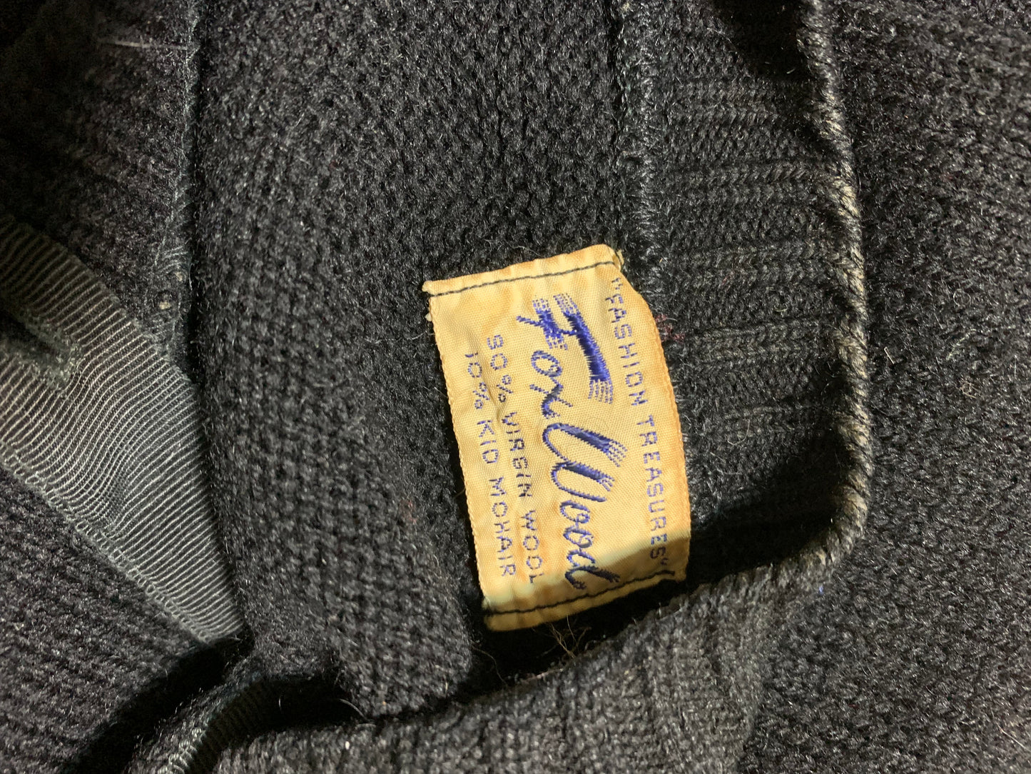 Classic Black Button Front Cardigan circa 1960s