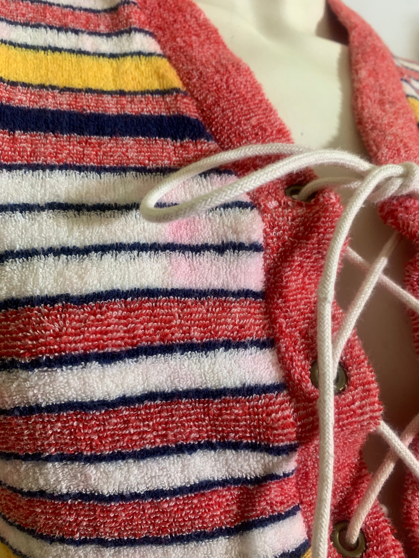 Summer Sweet Colored Stripes Terry Cloth Romper circa 1980s