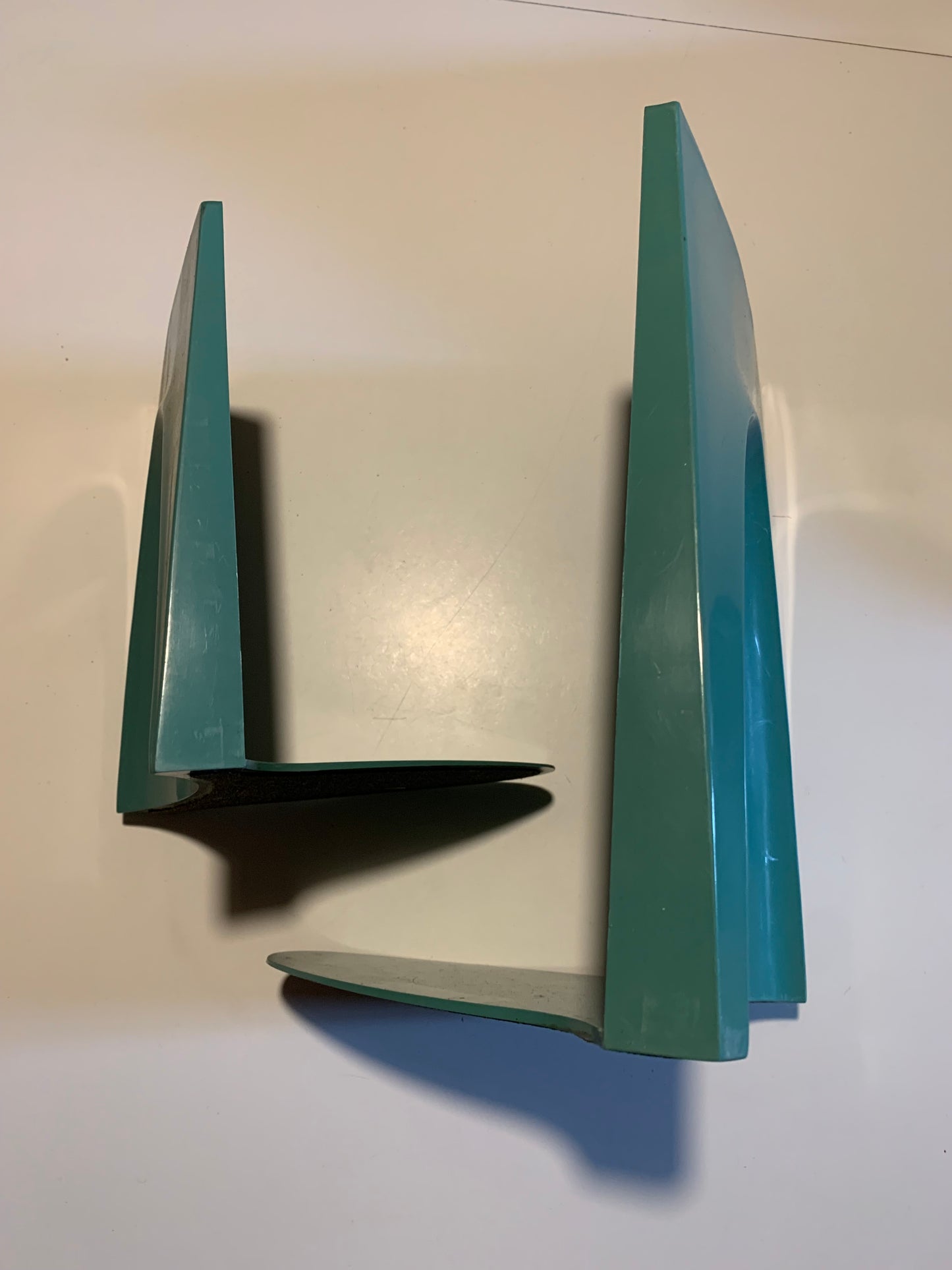 MCM Aqua Blue Plastic Bookends Set 2 Sizes 1960s