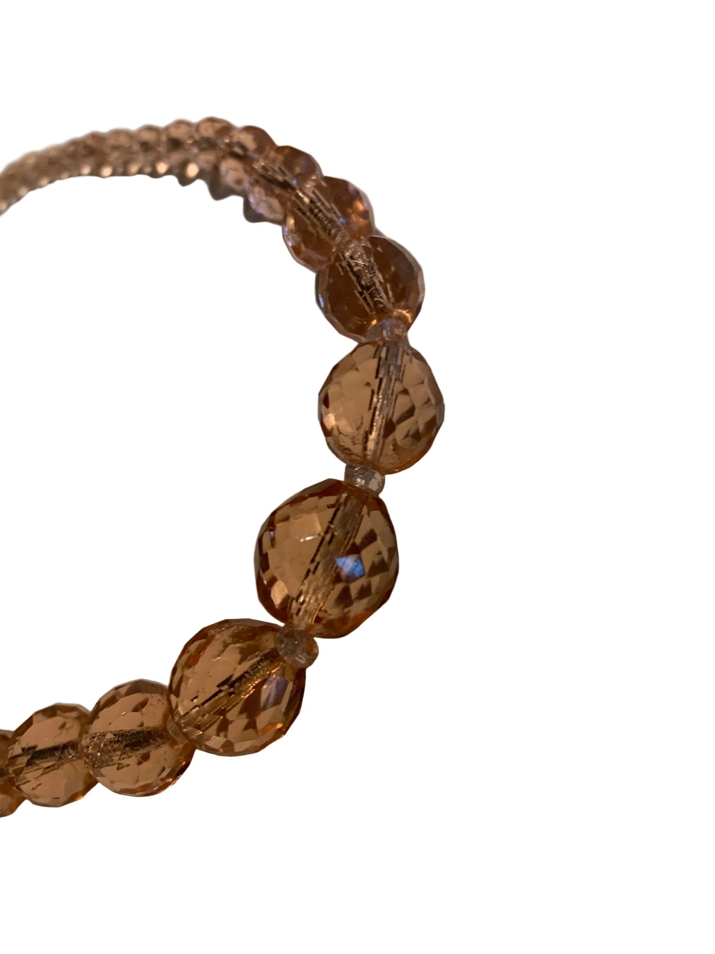 Pink Beveled Lead Crystal Bead Necklace circa 1940s