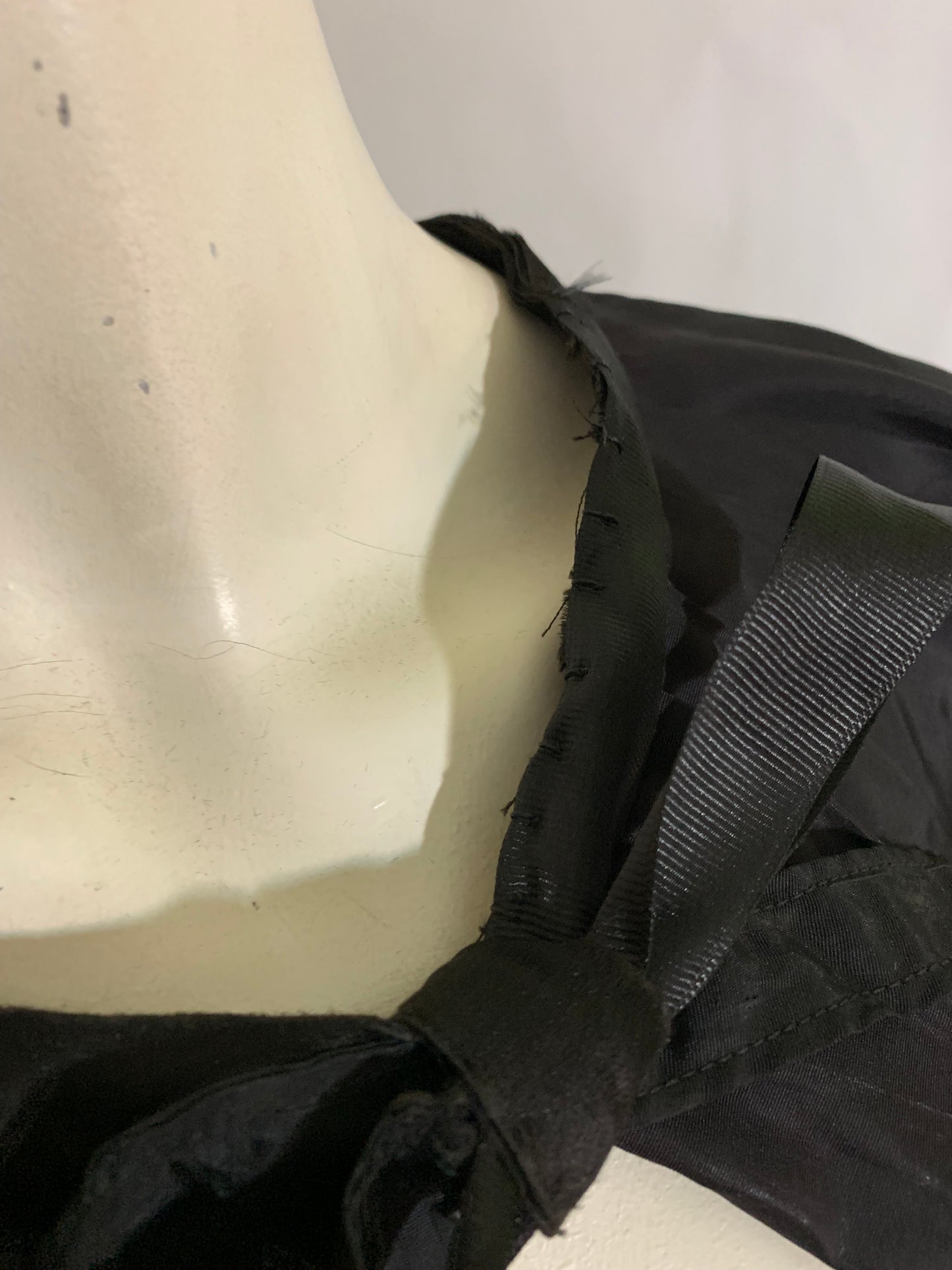 Black Weighted Silk Asymmetrical Overskirt Jet Beaded Tassels circa 1910s