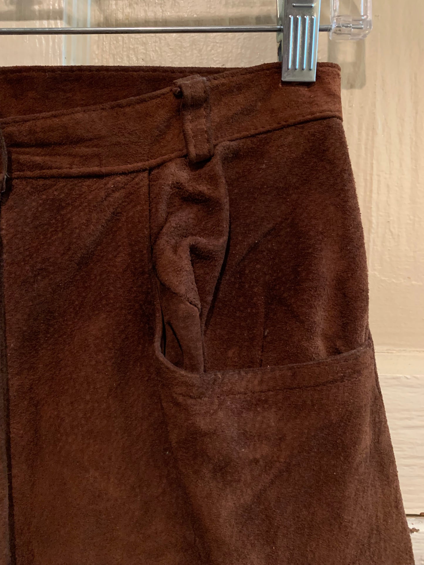 Chocolate Brown Suede High Waist Pants circa 1980s